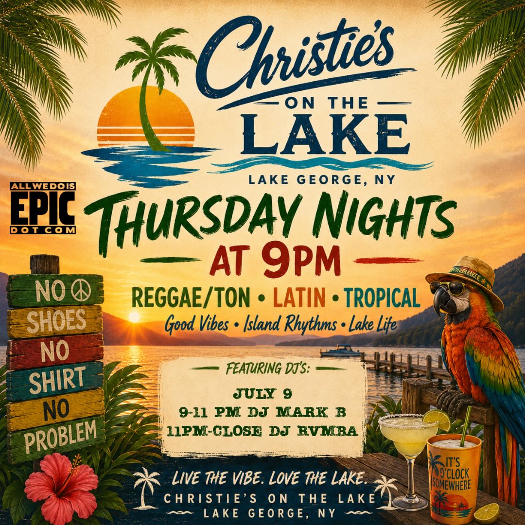 Lakeside island vibes tonight with our guy Marky Mark up front with the classics and @dj_rvmba after bringing the heat after!
Tomorrow, @epicdjmikeb open format all night!
@christiesonthelake is the place to be!