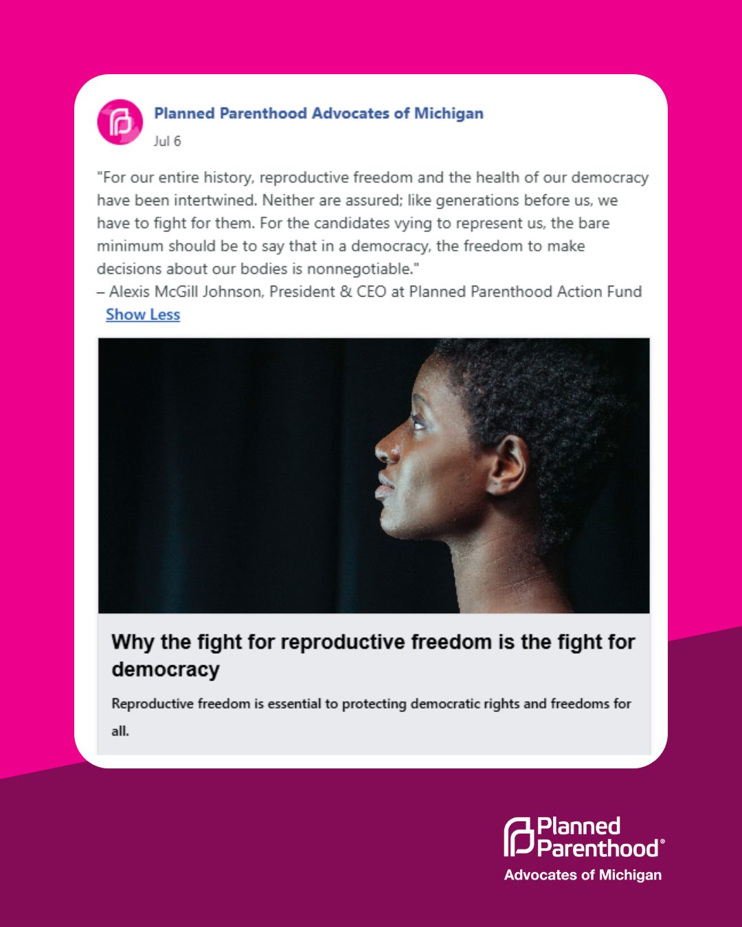 Tap the link in our bio to read the op-ed from Alexis McGill Johnson, President & CEO at Planned Parenthood Action Fund. 🩷