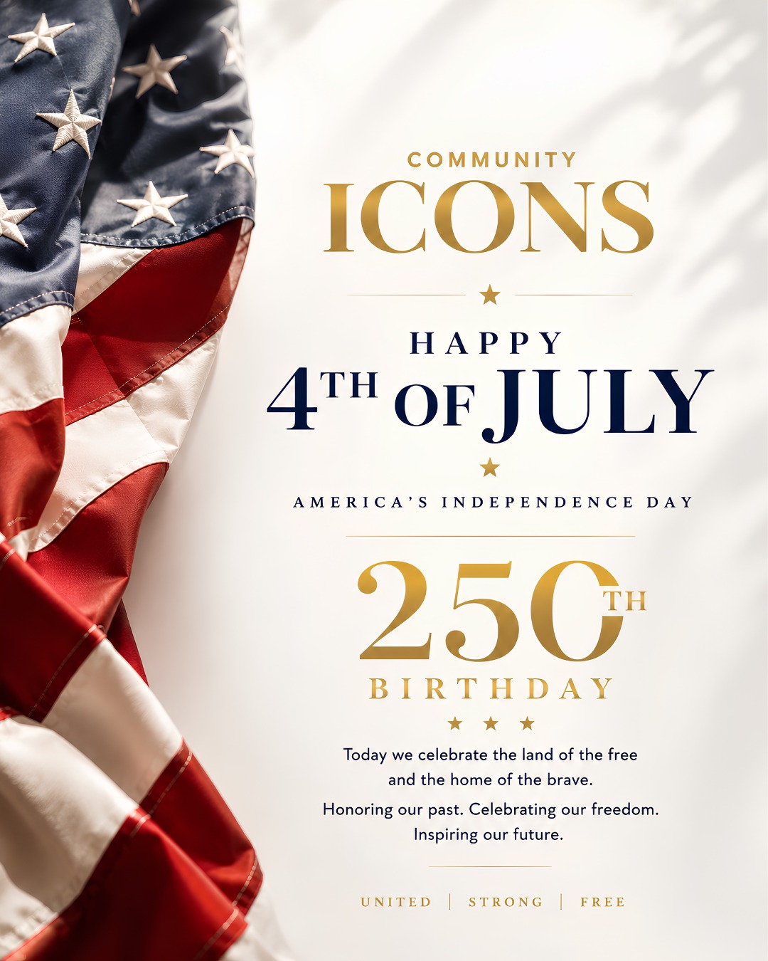 Happy Fourth of July from Community Icons.
Today, we honor our past, celebrate our freedom, and look ahead with hope, unity, and gratitude.
Wishing everyone a beautiful and safe Independence Day.
❤️🤍💙