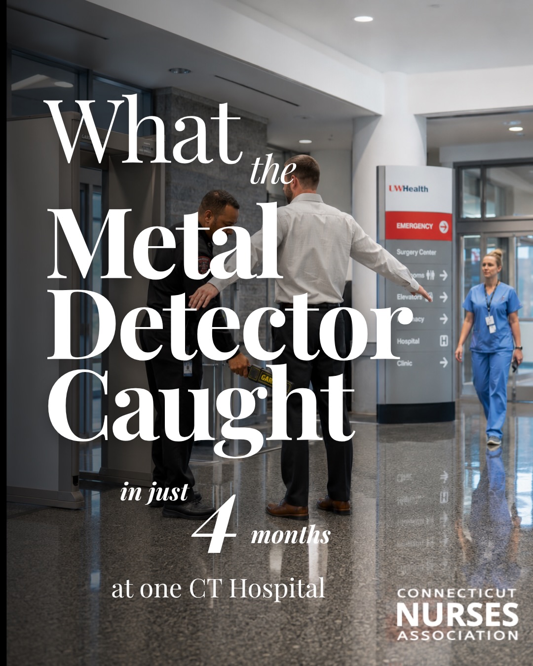 This isnāt a security checkpoint at an airport.
Itās a hospital.
In just four months, metal detectors at one Connecticut hospital intercepted these weapons and dangerous items before they entered the building.
Nurses experience workplace violence at higher rates than police officers and correctional officers.
No one should accept violence as āpart of the job.ā
If youāre a Connecticut nurse, we want to hear whatās happening in your workplace.
Together, we can advocate for change.
š© info@CTNurses.org
Share this so more people understand what nurses are walking into every day.