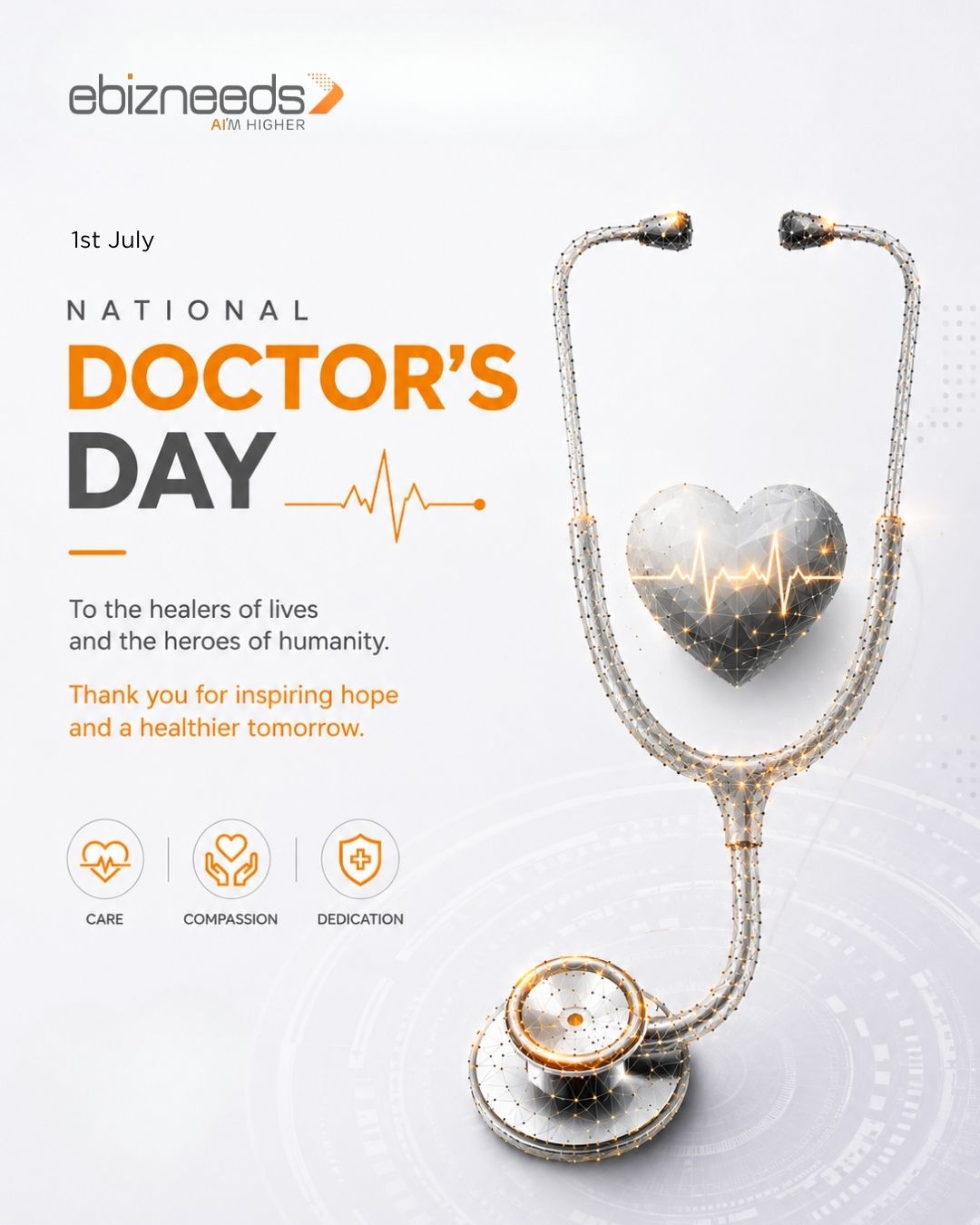 Today, we celebrate the heroes in white coats and reaffirm our commitment to building technology that helps healthcare thrive.
Happy National Doctors' Day!
#NationalDoctorsDay #ThankYouDoctors #DoctorsDay #HealthTech #eBizneeds #DigitalTransformation #Healthcare #Innovation