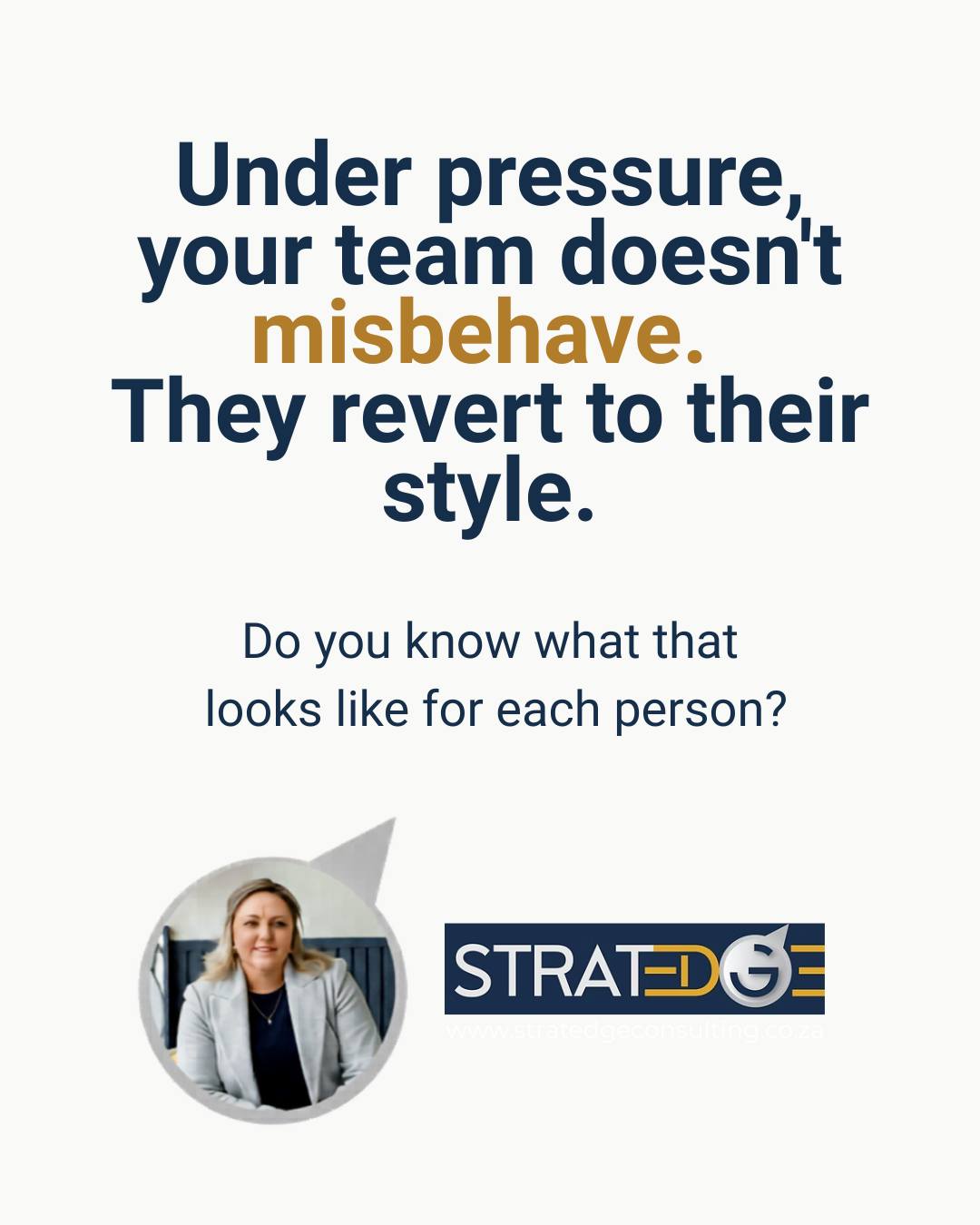 Here's something most leaders don't know about their team:
Everyone behaves differently under stress.
And if you don't know your team's DISC profiles, you'll misread those stress behaviours — and make things worse.
Under pressure:
🔴 High-D becomes impatient and argumentative
🟡 High-I becomes disorganised and attention-seeking
🟢 High-S becomes withdrawn and possessive
🔵 High-C becomes overly critical and fearful
That person who goes quiet when things get hard? Probably a high-S who doesn't feel psychologically safe.
That person who suddenly becomes controlling? Probably a high-D who feels out of control.
When you know this, you respond to the person — not just the behaviour.
That's what a DISC assessment gives you. Not labels. A lens.
Want to understand what your team looks like under pressure — before the next crisis hits?
Comment DISC or DM me and let's set up your team assessment.
Explore D.I.S.C:
https://www.stratedgeconsulting.co.za/disc
#stratedge
#stratedgeconsulting
#TABBoards
#JohnCMaxwell