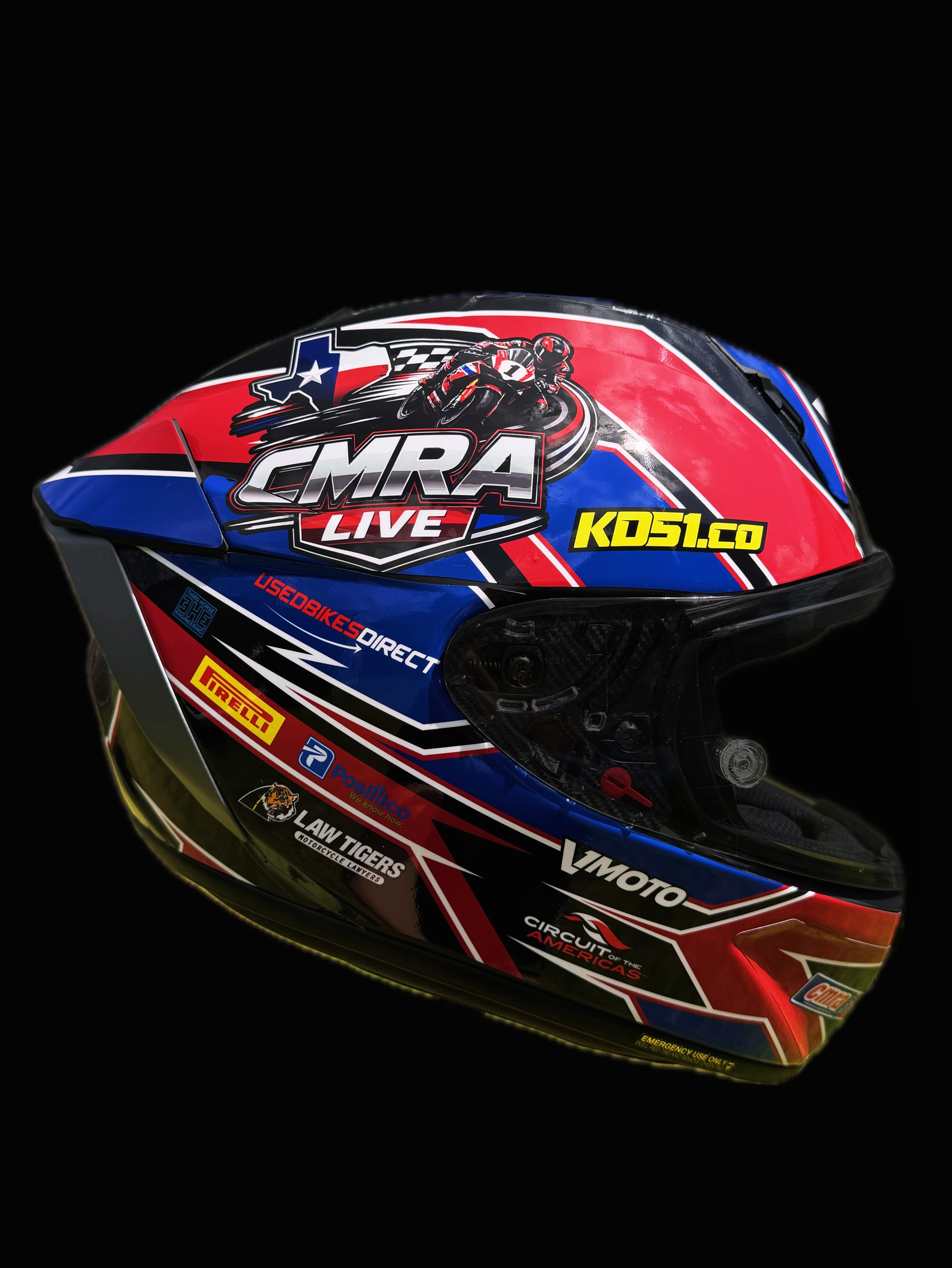 Cool custom helmet done for the @cmra_inc live broadcast at @cota_official this weekend ๐ฅ @josh_bittinger