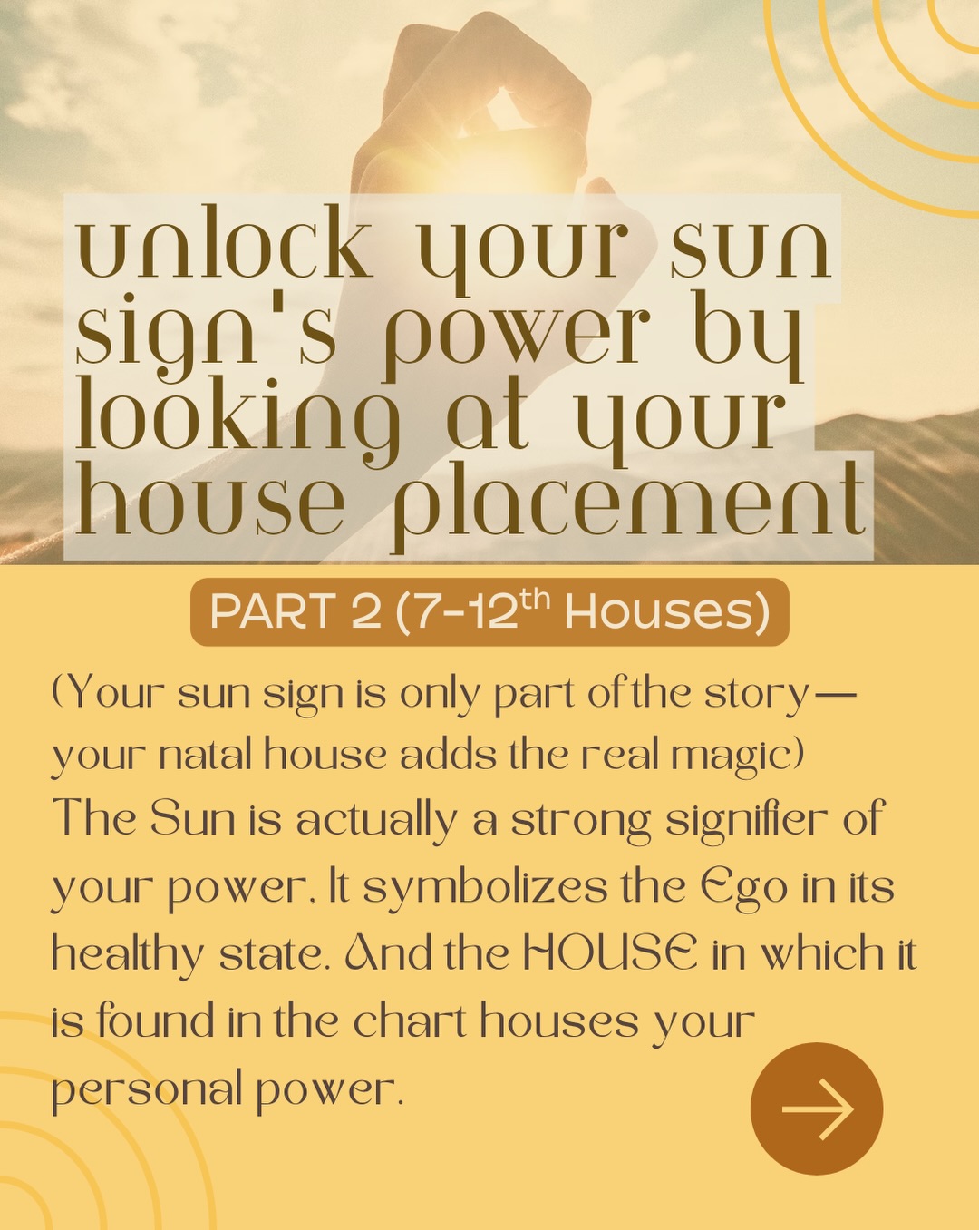 < Part 2 >
These interpretations can work for both your natal sun sign and the house it’s in. When you combine the two energies it tells the story of your ego. For example a Leo sun sign in the 6th house feels bright when they are focused on service and health. So, read both your natal sun and the house it’s in.
I’m now on Substack and will be posting more often since my progressed moon has moved into Gemini. ♊︎☽☾
Follow me on Substack to read this full article, and check out for Part 1 on my profile: houses 1-6.
Substack Link in profile or below
https://open.substack.com/pub/meriammiyara/p/waking-up-in-your-solar-house?r=1f08p4&utm_campaign=post&utm_medium=web&showWelcomeOnShare=true
#astrology #sunsign #solarforce #egoinastrology #awakenedaspects