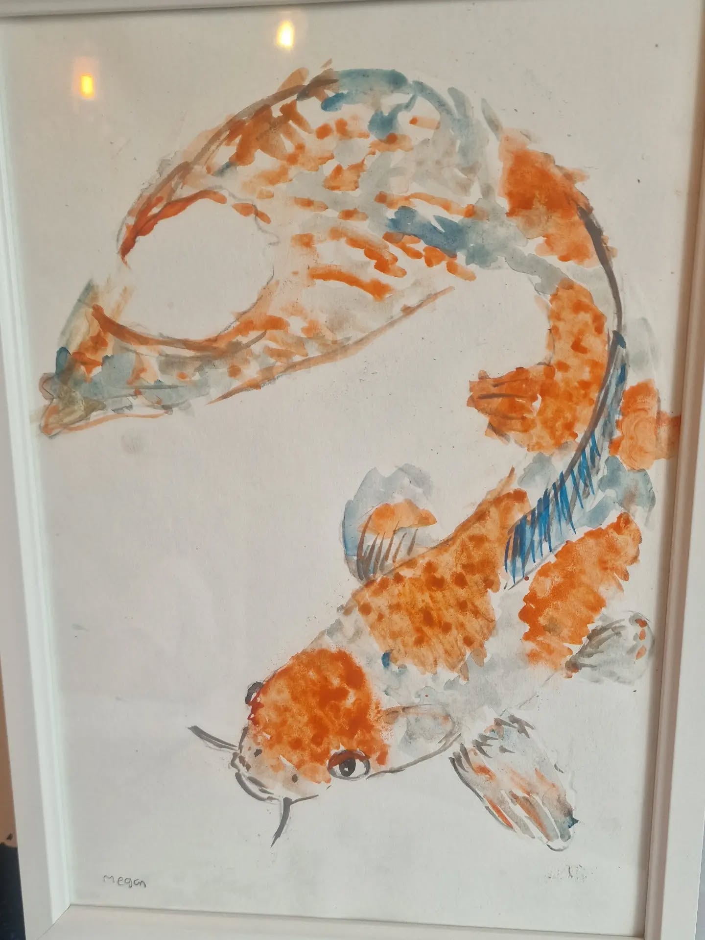 Showing off a beautiful peice of artwork by an incredible young lady who always surprises us with her talent #watercolour #koi #art #asd #proud