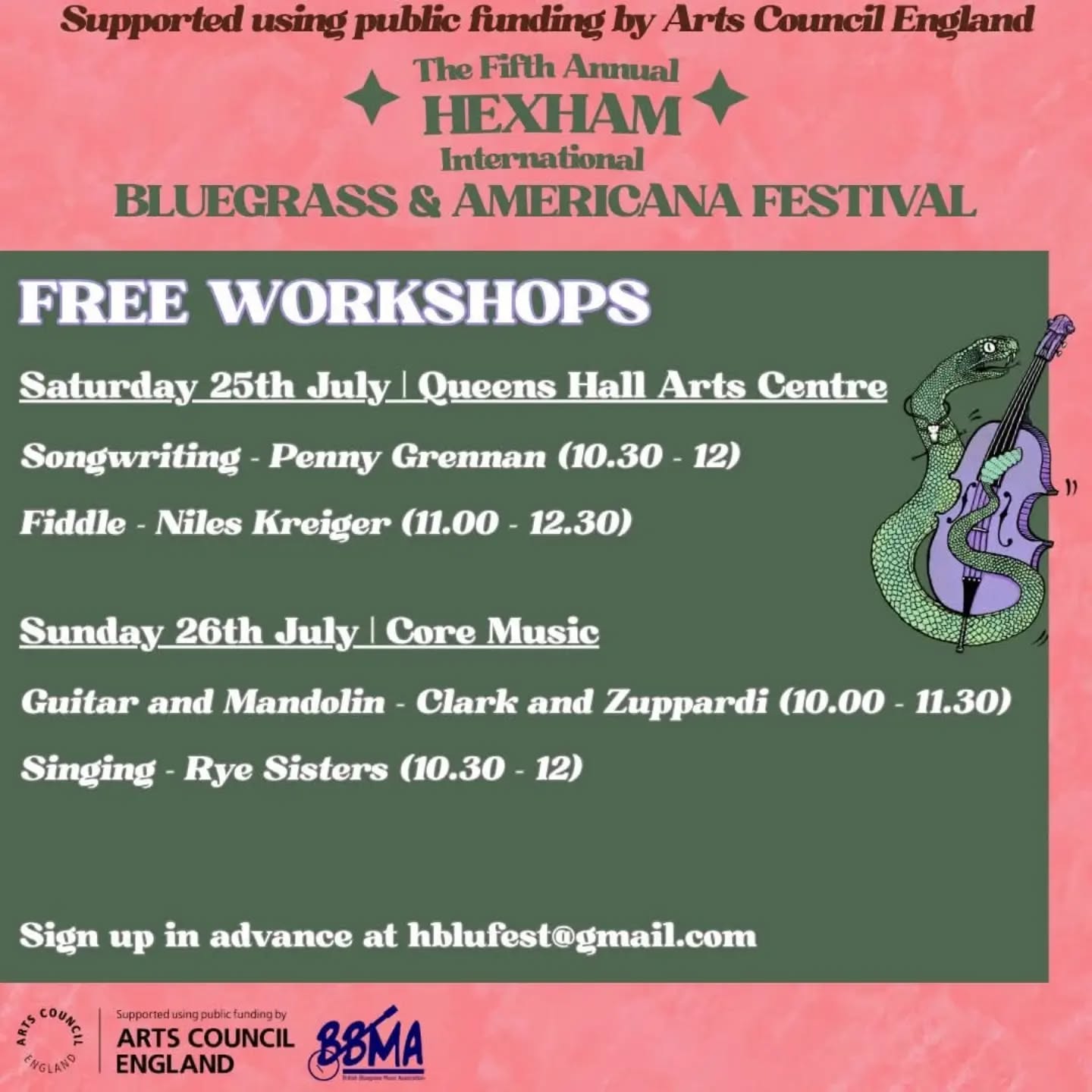 UPDATED WORKSHOP INFO 👇
There's been a slight change to our FREE workshops. Instead of separate mandolin and guitar workshops, Adam Clark and Nic Zuppardi are running a joint session exploring the guitar and mandolin as duo instruments.
They'll be examining approaches to accompaniment, soloing and how to adapt techniques to broaden your musical vocabulary in this more intimate setting. Taking inspiration from recordings by David Grisman, Del McCoury, Ricky Skaggs and Tony Rice, they will look at ways to build on the traditional instrumental roles in a bluegrass band, with a more dynamic and adventurous take on classic tunes and songs!
#hexham #bluegrass #folk