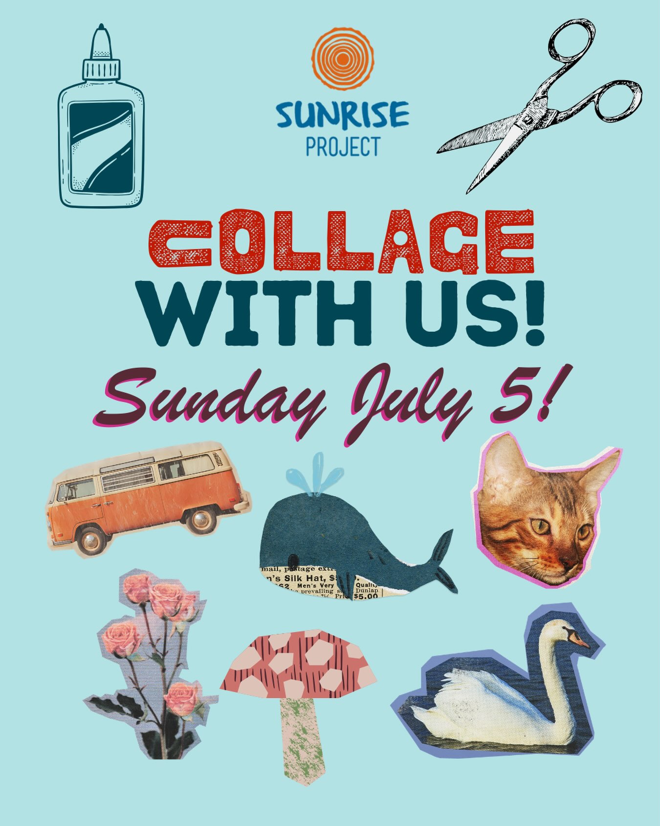 We are so excited to have artist Paul Punzo from @lawrencepercolator at our Sunday Café on July 5th, 1:00-3:00pm! Let’s cut, glue and create together! We will have snacks, drinks, games and community connection❣️ Free and open to all! See you Sunday!