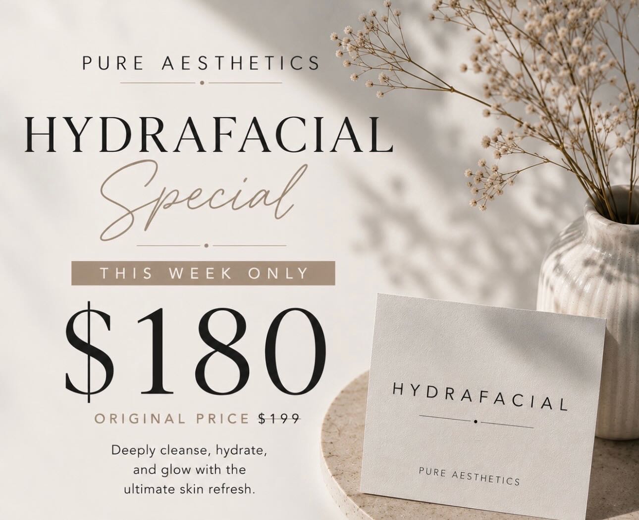 💧Limited-Time Hydrafacial Special💧
Enjoy a Hydrafacial for $180 this week only. Schedule your appointment with Savannah or Taryn at either of our locations while availability lasts.
#Hydrafacial #Esthetician #GlowingSkin #Skincare #FacialTreatment