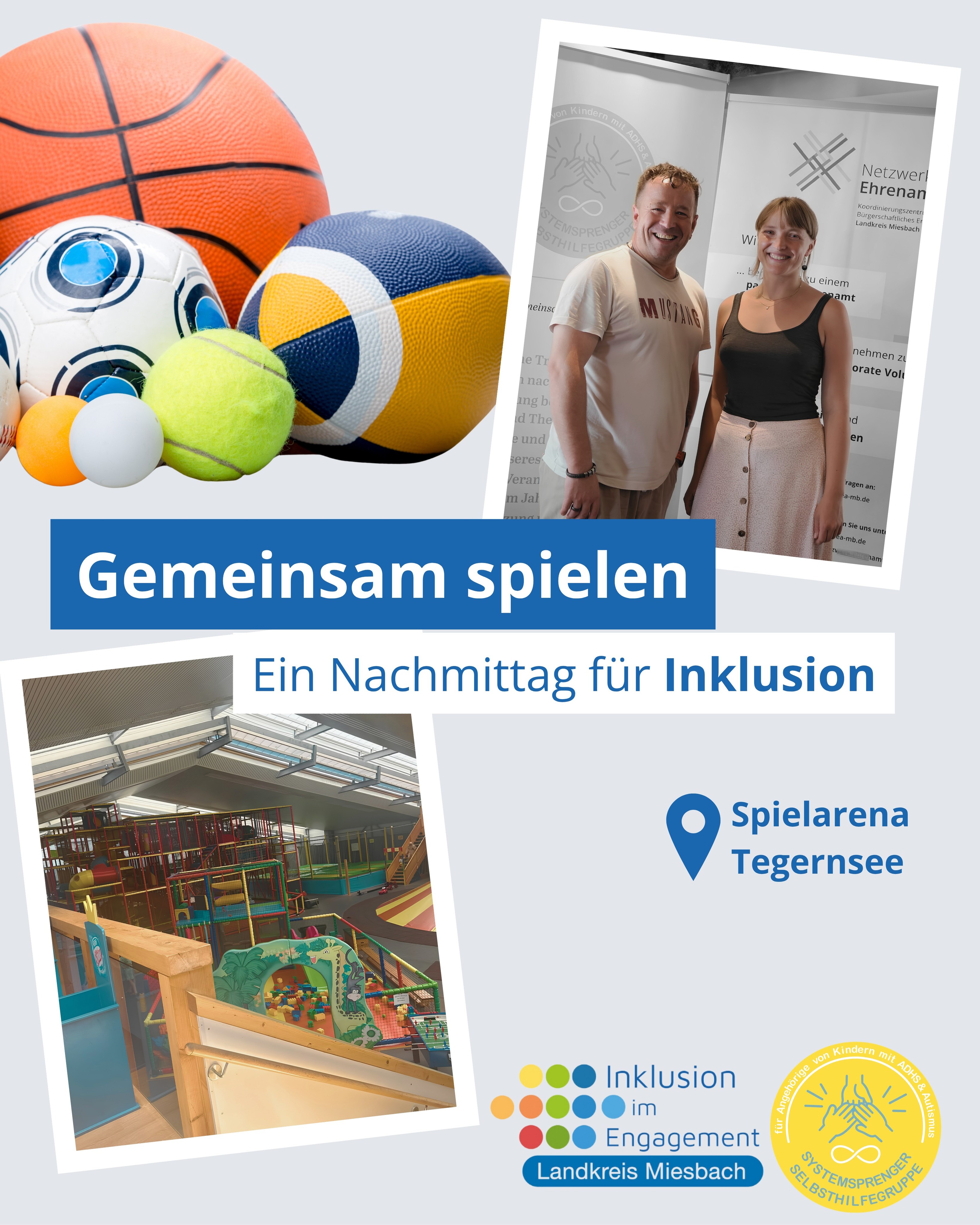 Am 26.06. fand in der Spielarena Tegernsee ein Nachmittag rund um das Thema Inklusion statt. Organisiert wurde die Veranstaltung von der Systemsprenger SHG gemeinsam mit zahlreichen Kooperationspartnern.
Die Kinder konnten gemeinsam spielen, während sich Eltern und Erzieher austauschten. Begleitend gab es eine Spendenaktion zur Aufklärung über Neurodivergenz im Landkreis Miesbach.
Auch unser Projekt „Inklusion im Engagement“ war als Kooperationspartner mit dabei. Vor Ort vertreten war Franziska Impekoven, Projektleiterin des Netzwerk Ehrenamt.
Ein wichtiges Thema, das Raum für Austausch braucht und genau solche Begegnungen möglich macht. Schön zu sehen, wie viele Menschen und Organisationen sich dafür einsetzen.