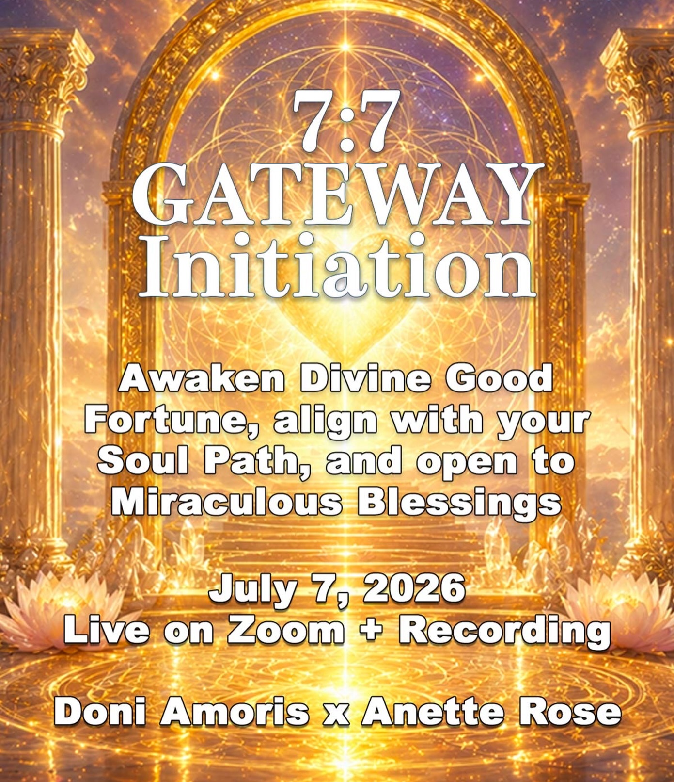 ✨ The 7:7 Gateway is opening ✨ Some days are more than days...they’re portals. Moments when the veil grows thin and the soul remembers who it came here to be.
On July 7th, I’m joining @anette_rose_rieger for a 2-hour live initiation of Divine Good Fortune — calling in Metatron, Helios, the Solar Dragons, and the blessings of Lakshmi & Benzaiten 🐉🌞
If it resonates, join us live or by recording ✨
Link in bio @doniamoris
#7Gateway #SacredPortal #DivineGoodFortune #SoulJourney NewEarth SpiritualAwakening LightCodes Ascension SacredCeremony ShamanicHealing