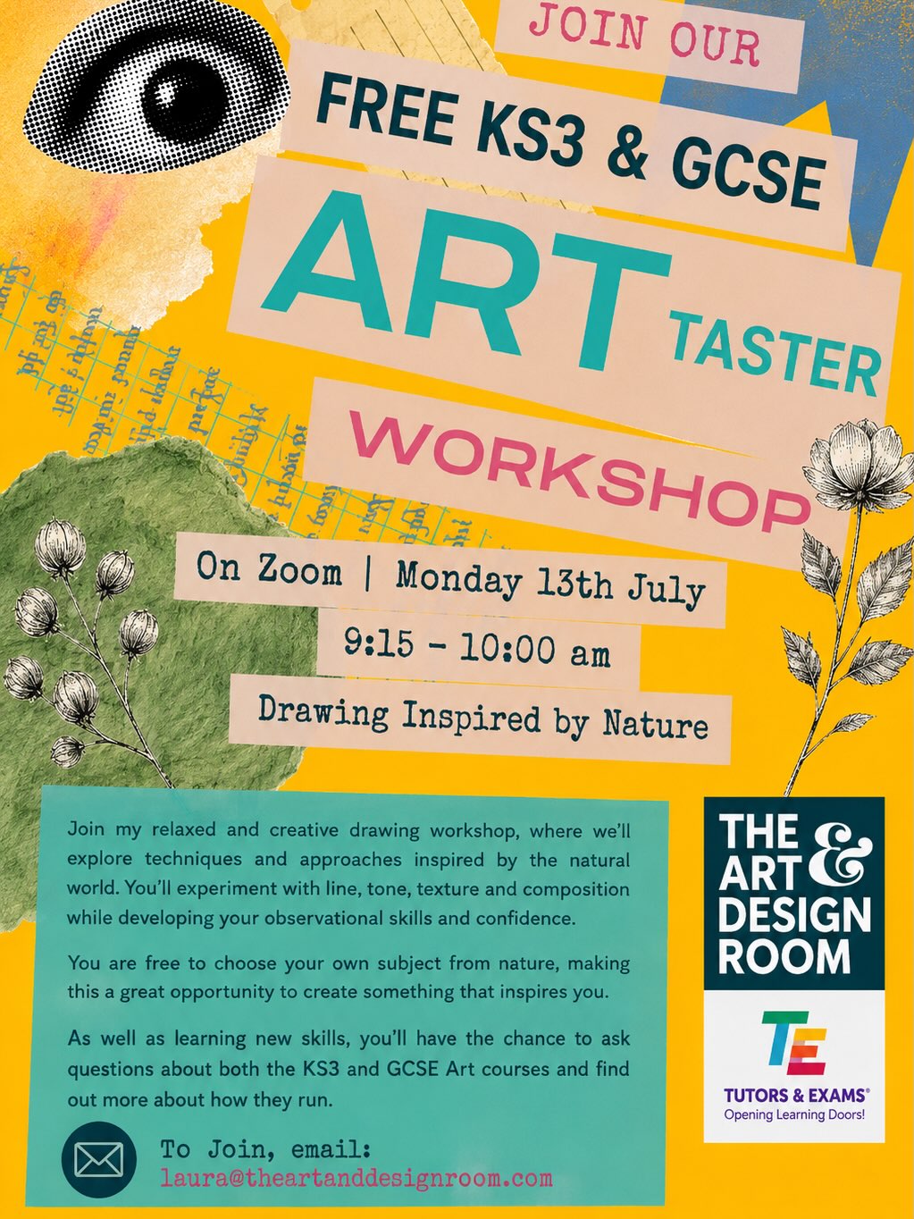 Hi Everyone! 😊
Thank you so much for your interest in my KS3 Art and Textiles courses!
I’m just putting the finishing touches to the timetable, but I’m delighted to let you know that the courses will cost just £6.50 per week. I’m also excited to be running two FREE online taster workshops over the next few weeks.
These sessions will give you a flavour of what to expect from both the KS3 and GCSE Art & Textiles courses. You’ll have the chance to try out some creative techniques, meet me, and ask any questions you may have.
To register your interest and receive the Zoom link, simply complete the form below. Once you’ve registered, I’ll send you the Zoom link along with a simple materials list.
Textiles workshop: a needle, thread and a few pieces of fabric. (non stretchy)
Art workshop: any drawing materials you have at home (such as pencils, coloured pencils, pens or paper).
👉 https://forms.gle/JKzmA5mWcn1aK4ko8
If you can’t make the live workshop, don’t worry—register anyway and I’ll happily send you the recording afterwards.
I can’t wait to create with you!
Warmest wishes,
Laura xx