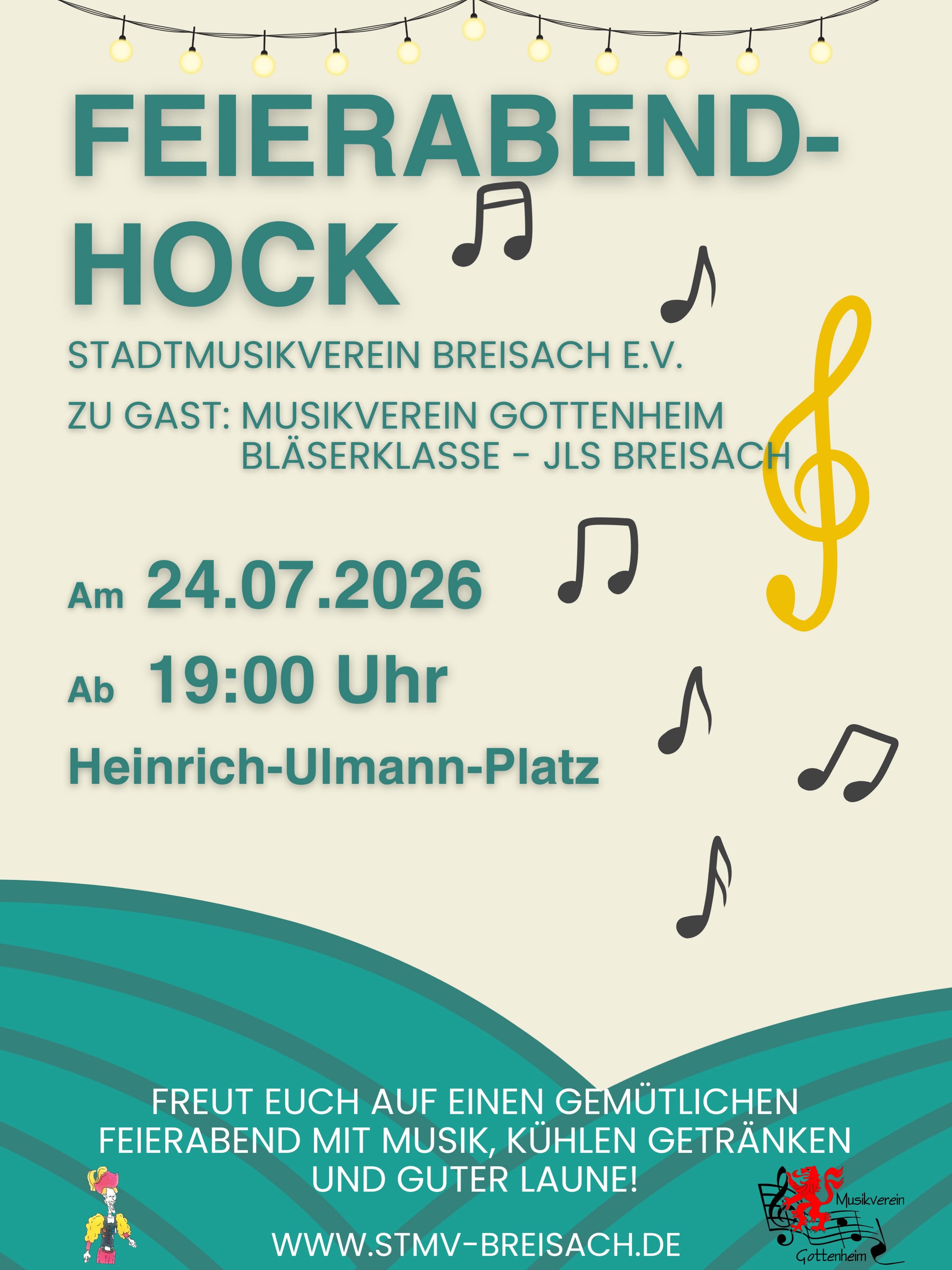 Wir veranstalten wie letztes Jahr einen Feierabendhock vor unserem Vereinsheim 🥳🙌🏽 Für musikalische Unterhaltung sorgt der @musikverein_gottenheim 🎼🎺 wir freuen uns auf einen tollen Abend mit Euch! 😍👏🏼