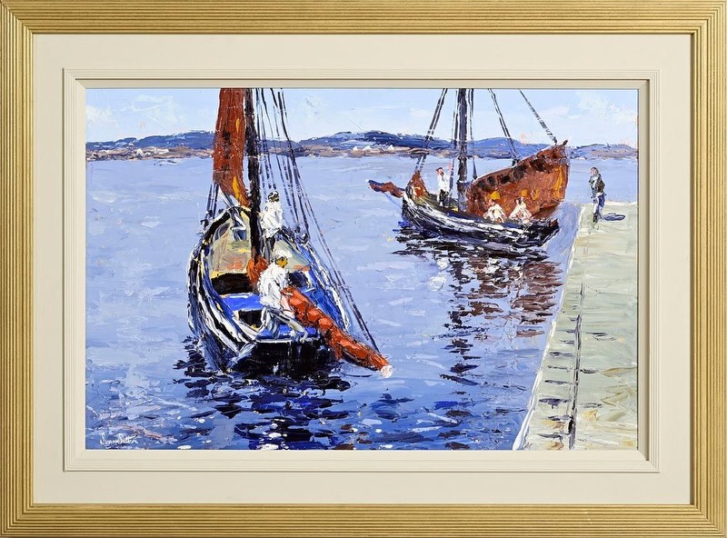 SOLD. Lot 29. Morgan O’Driscoll Online Art Auction.”Roundstone Harbour”. Oils. Canvas 20/30ins. Bids online and phone bids 086 2472425.