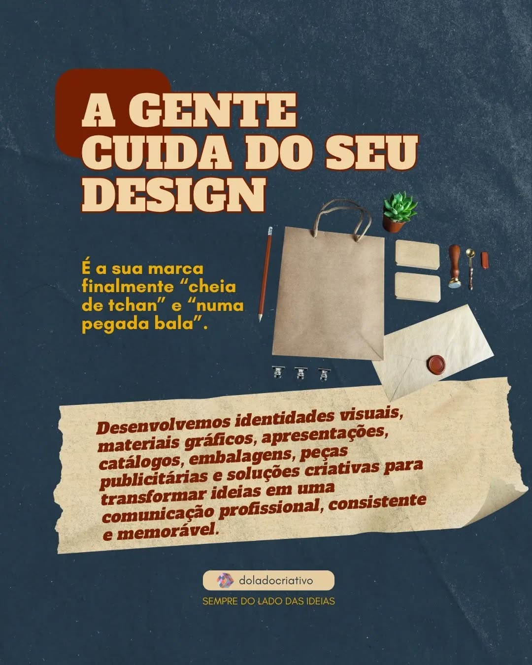 Design não é apenas aparência. É comunicação.
Cada cor, fonte, imagem e elemento visual transmite uma mensagem sobre a sua marca. Por isso, o design precisa ser pensado com estratégia, coerência e propósito.
Na Do Lado Criativo, desenvolvemos soluções visuais personalizadas para empresas, profissionais e projetos de todos os portes. Criamos identidades visuais, logotipos, materiais promocionais, apresentações corporativas, catálogos, flyers, banners, peças para redes sociais, materiais impressos, sinalização, embalagens e muito mais.
Antes de criar, buscamos entender o seu negócio, seus objetivos e o público que você deseja alcançar. Assim, cada projeto nasce alinhado à personalidade da marca e às necessidades reais da sua comunicação.
Com mais de 10 anos de atuação no mercado criativo digital, unimos criatividade, técnica e estratégia para desenvolver materiais que fortalecem sua imagem, aumentam sua credibilidade e ajudam sua marca a ser lembrada.
Atendemos de forma remota em todo o Brasil e também em países de língua inglesa, espanhola e portuguesa. Além disso, contamos com uma rede de profissionais especializados para atender demandas específicas com a qualidade e o cuidado que cada projeto merece.
Se você procura um design que vá além da estética e ajude sua marca a comunicar valor, profissionalismo e personalidade, vamos conversar.
📲 Do Lado Criativo | Sempre do lado das ideias.
🌐 doladocriativo.com
📞 +55 71 98205-3636
Sites | Redes Sociais | Branding | Estratégia
.
.
#doladocriativo #agênciadigital #salvador
