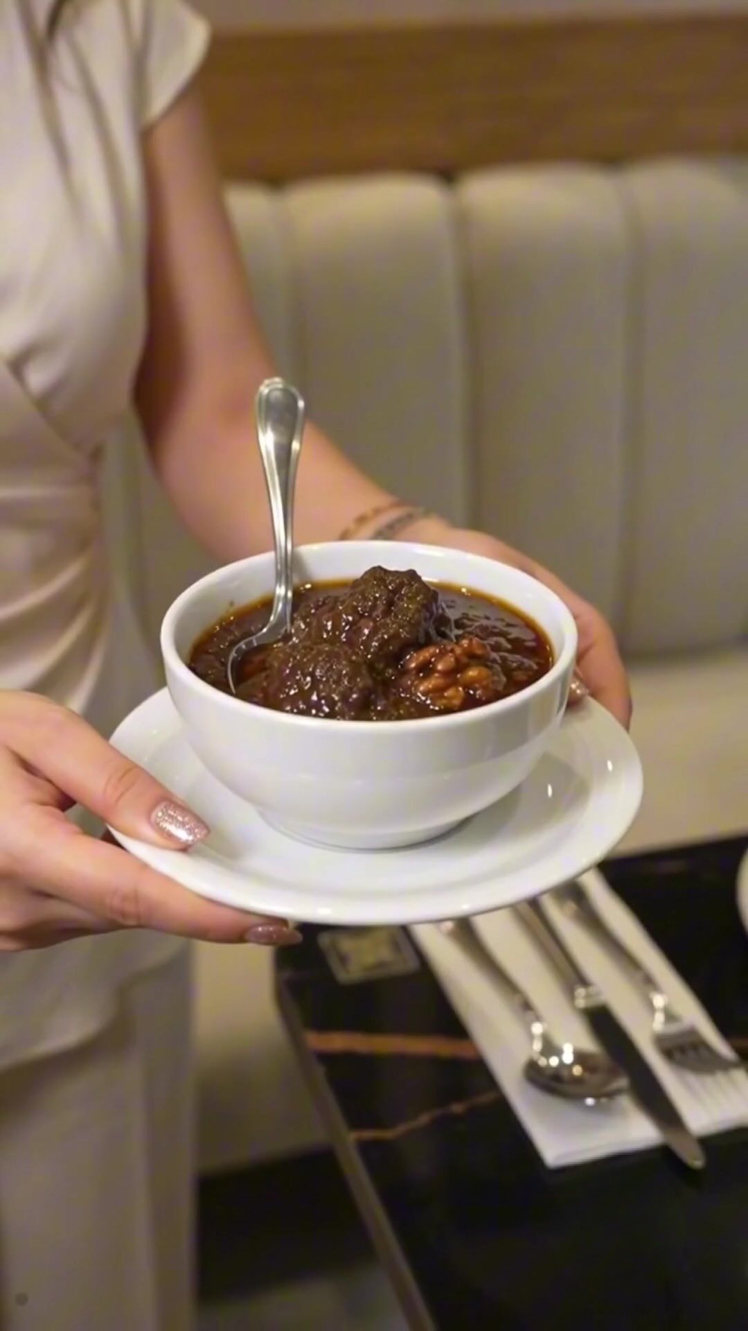 Fesenjan, Ceviz ve nar ekşisinin saatlerce piştiği efsane İran yemeği. Çıtır tahdig ve safranlı pilav ile Sudi’de sizi bekliyor. 🍽️
فسنجان؛ جادوی گردو و انار با تهدیگ تُرد و برنج زعفرانی. طعمی که میبردت خونه.
📍 Ataşehir, İstanbul
📞 Rezervasyon / رزرو: 6036 266 0216
🕝 Her gün 11:45 – 22:00
#sudirestoran #fesenjan #فسنجان #iranmutfağı #tahdig