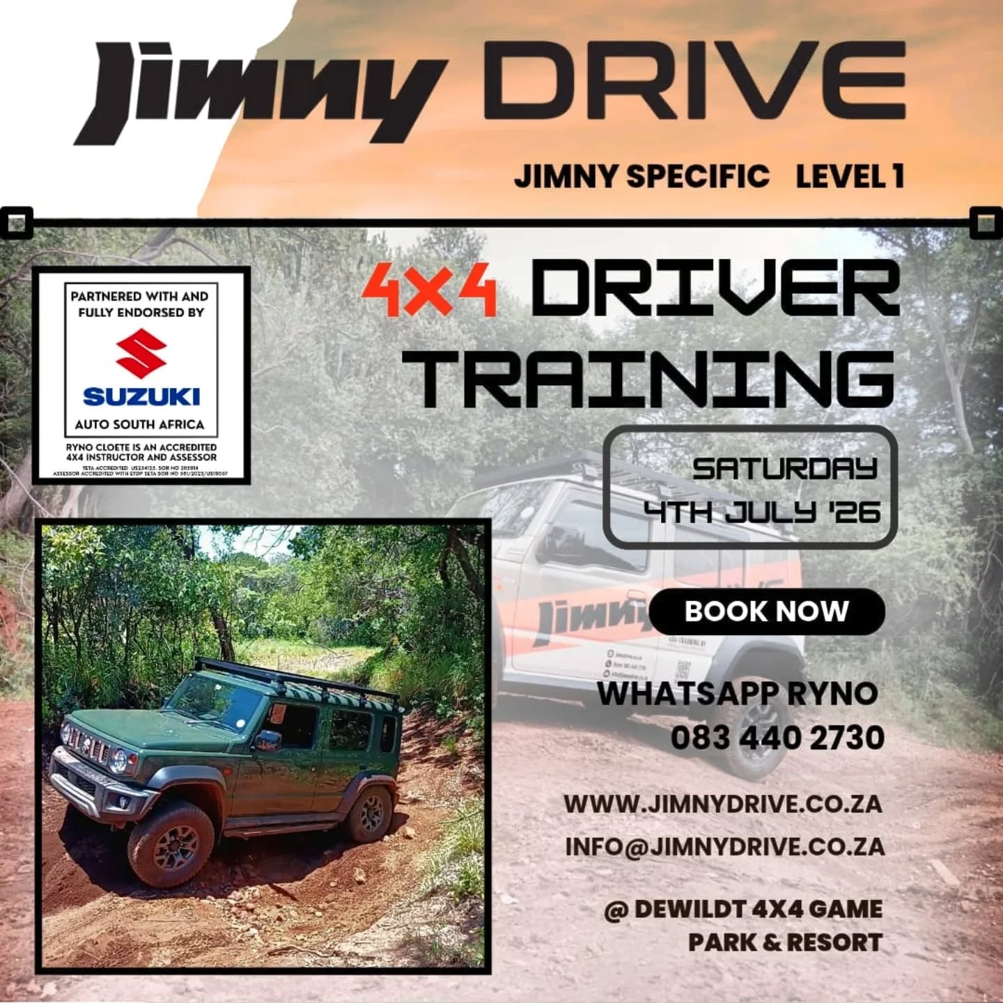 JimnyDRIVE 4x4 Courses!
We have 2 Courses this weekend! 👌
Choose your date!👋
Saturday the 4th July 26
Or
Sunday the 5th July 26
📍 @dewildt4x4_gamepark
Join our popular Jimny specialized 4x4 course and we will teach you how to use your Jimny in a safe and responsible manner!
👇
For more information, contact Ryno via WhatsApp 083 440 2730 or www.jimnydrive.co.za
#suzuki_za#jimny4x4 #dewildt4x4 #suzuki_za
