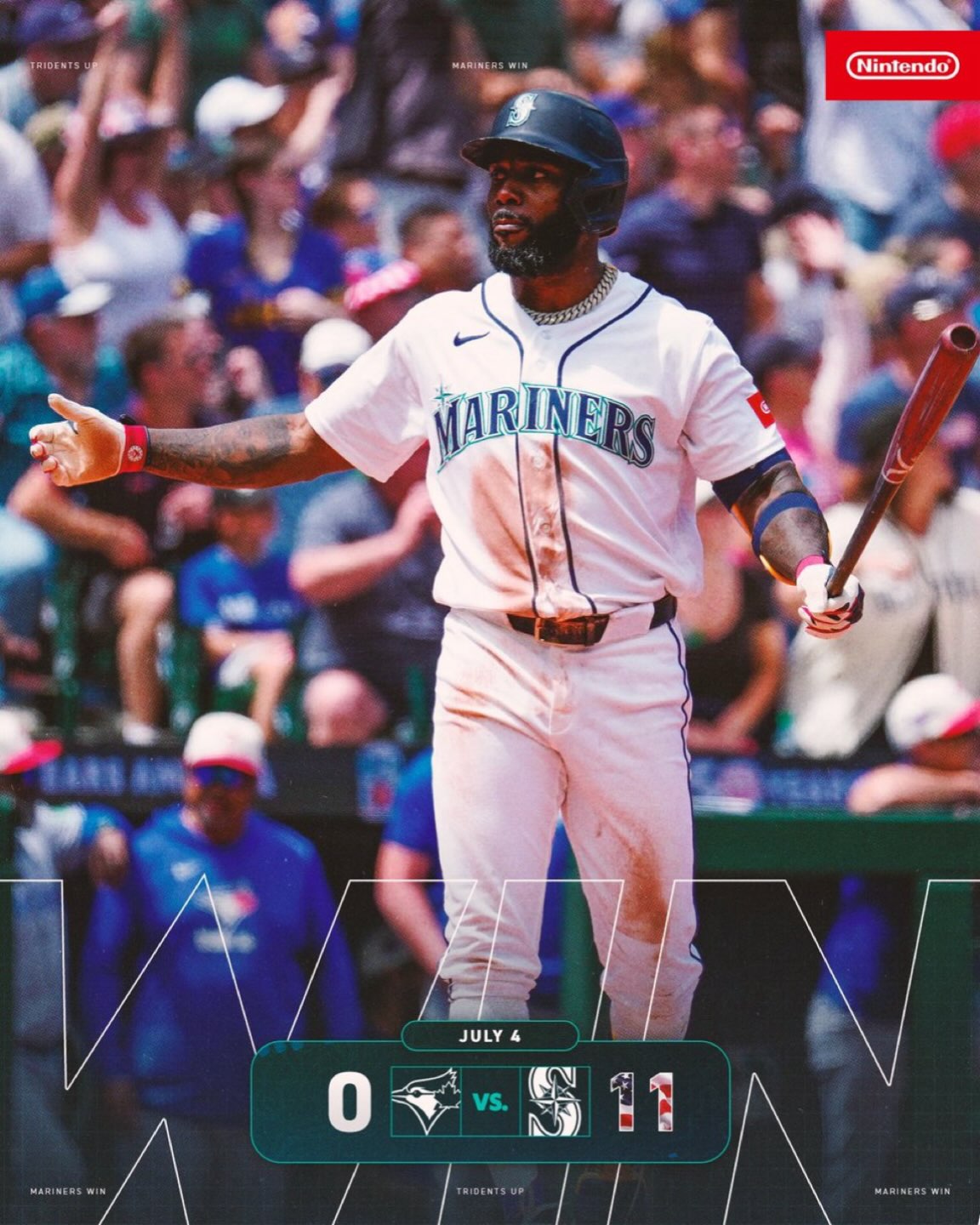 Total fireworks in Seattle! Logan Gilbert flirts with history, carrying a 1-hit gem through 7.1 IP, while Randy Arozarena launches a grand slam to anchor an 11-0 #Mariners rout over the #BlueJays. T-Mobile Park was rocking on the 4th!
#MLB #TORvsSEA
Image: X: @ Mariners