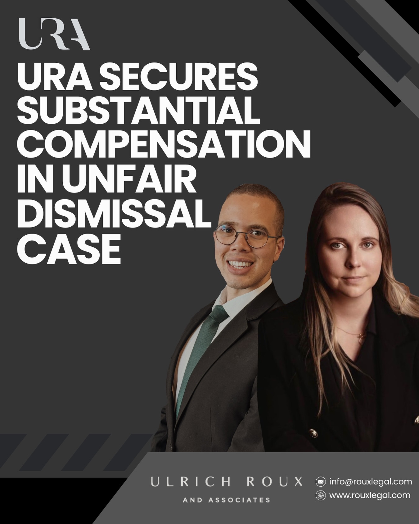 URA SECURES SUBSTANTIAL COMPENSATION IN CCMA CASE
In a pro bono matter, URA represented a custodian, formerly employed by a prominent Sandton school.
Our client had reported to management and other personnel that she had been a victim of inappropriate conduct which had been taking place for an extensive period of time, and that such conduct had been at the hands of her superior. Within days, our client was invited to a meeting and asked to substantiate her allegations, while in the presence of her perpetrator.
Without conducting any further investigations, the perpetrator was found not guilty of the reported allegations. Pursuant to this, our client was notified to attend a disciplinary hearing. At the disciplinary hearing, our client was denied her request to be represented by a colleague despite there being a clear language barrier, and was immediately informed by a senior member of management that she was found guilty of several spurious charges and accordingly dismissed. Our client was unfairly deprived of the opportunity to make substantial representations to any of the charges.
The school failed to conduct a thorough investigation and had failed to conduct a procedurally fair disciplinary hearing, which resulted in a predetermined outcome.
URA’s Senior Associate @gerijayde and Candidate Attorney @j.thurston_ vigorously defended our client, leading to a successful outcome wholly in her favour. The outcome included securing near-maximum statutory compensation for unfair dismissal, with additional terms to ensure she is well-positioned to seek further employment.
This is a victory not only for our client but for employees who are unfairly dismissed without due process, especially in circumstances where they are the victim and bear the brunt for raising the alarm. This serves as a clear reminder that employers will be held accountable for procedurally unfair and unjust conduct.