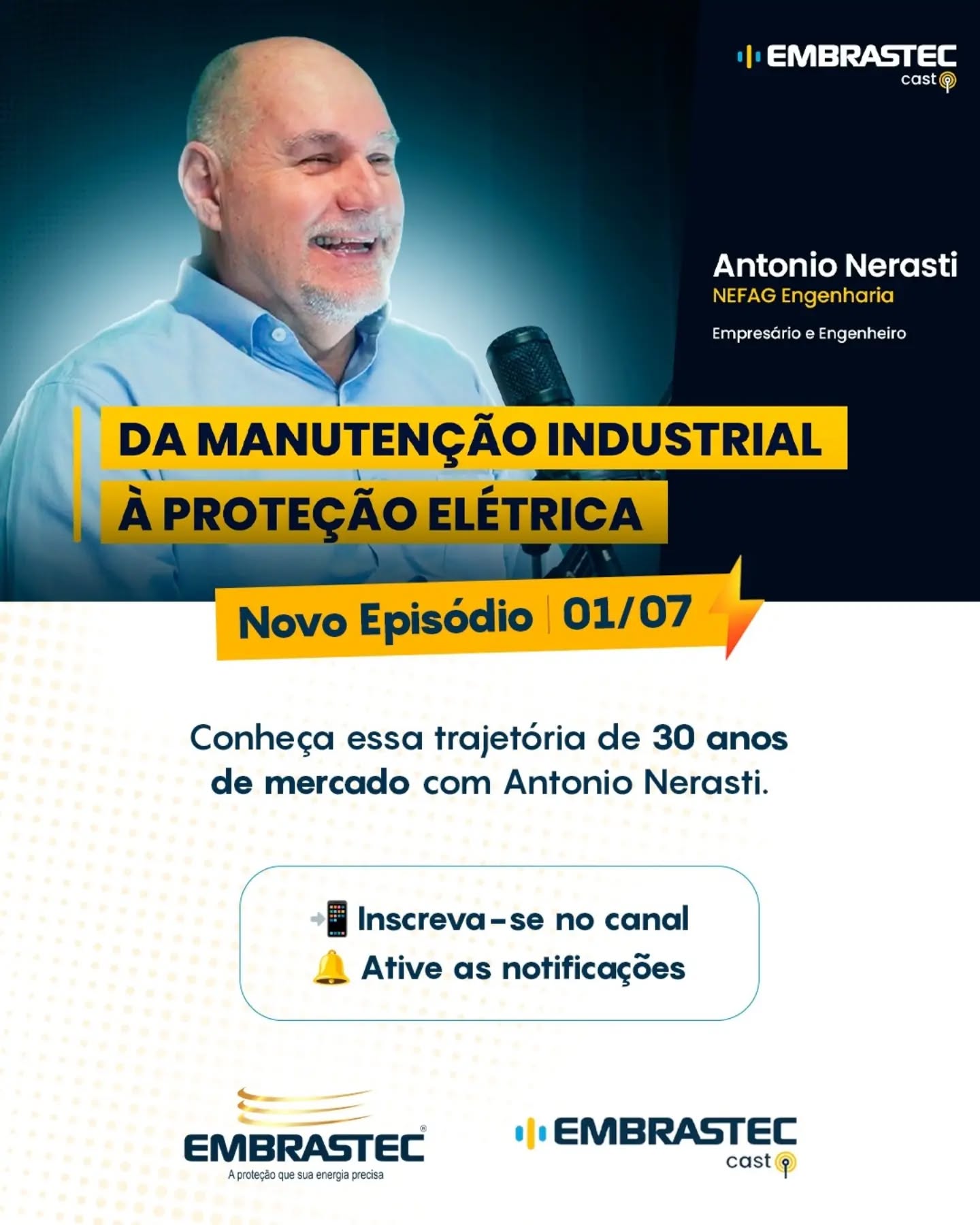 Você já pensou em largar a carteira assinada para abrir a sua própria empresa de instalações elétricas? ⚡
Nesta quarta-feira, no EP. 20 do Embrastec Cast, o Eng. Sergio Santos recebe o Antônio Nerasti, da NEFAG Engenharia. Ele vai contar como tomou a corajosa decisão de empreender no meio de uma das maiores crises econômicas do Brasil (o Plano Collor!) e como se manteve no mercado por mais de 30 anos.
Além de muita história, o Antônio deu uma verdadeira aula sobre como ler os rótulos do DPS e escolher a proteção certa.
👉 Quer se inspirar e aprender com quem vive a elétrica na pele?
Inscreva-se no nosso canal do YouTube (link na bio) e ative as notificações!
