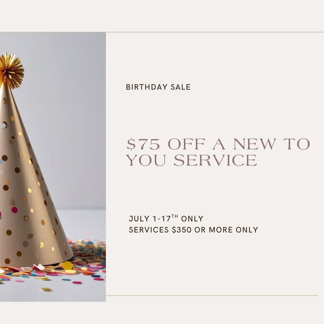 🎉 MY BIRTHDAY. YOUR GIFT. 🤍
For 17 days only (July 1–17), I’m celebrating another trip around the sun by giving YOU a reason to try something new.
✨ Enjoy $75 OFF any NEW-TO-YOU service.
What does “new-to-you” mean?
It means any treatment you’ve never experienced at Villa Aesthetics before. Maybe you’ve always wanted to try filler, SkinPen, PRX, Skinvive or another service but have been waiting for the perfect time—this is it.
New patients are welcome too! If you’ve never been to Villa Aesthetics before, you can also take advantage of this birthday celebration on your first treatment.
✨ Valid July 1–17 only
✨ One discount per patient
✨ Cannot be combined with other promotions
✨ Offer applicable to services $350+ only
If there’s been a treatment you’ve been curious about, this is your sign to stop waiting.
📩 Message us or book online before the calendar fills. Once July 17 passes, this offer is gone.