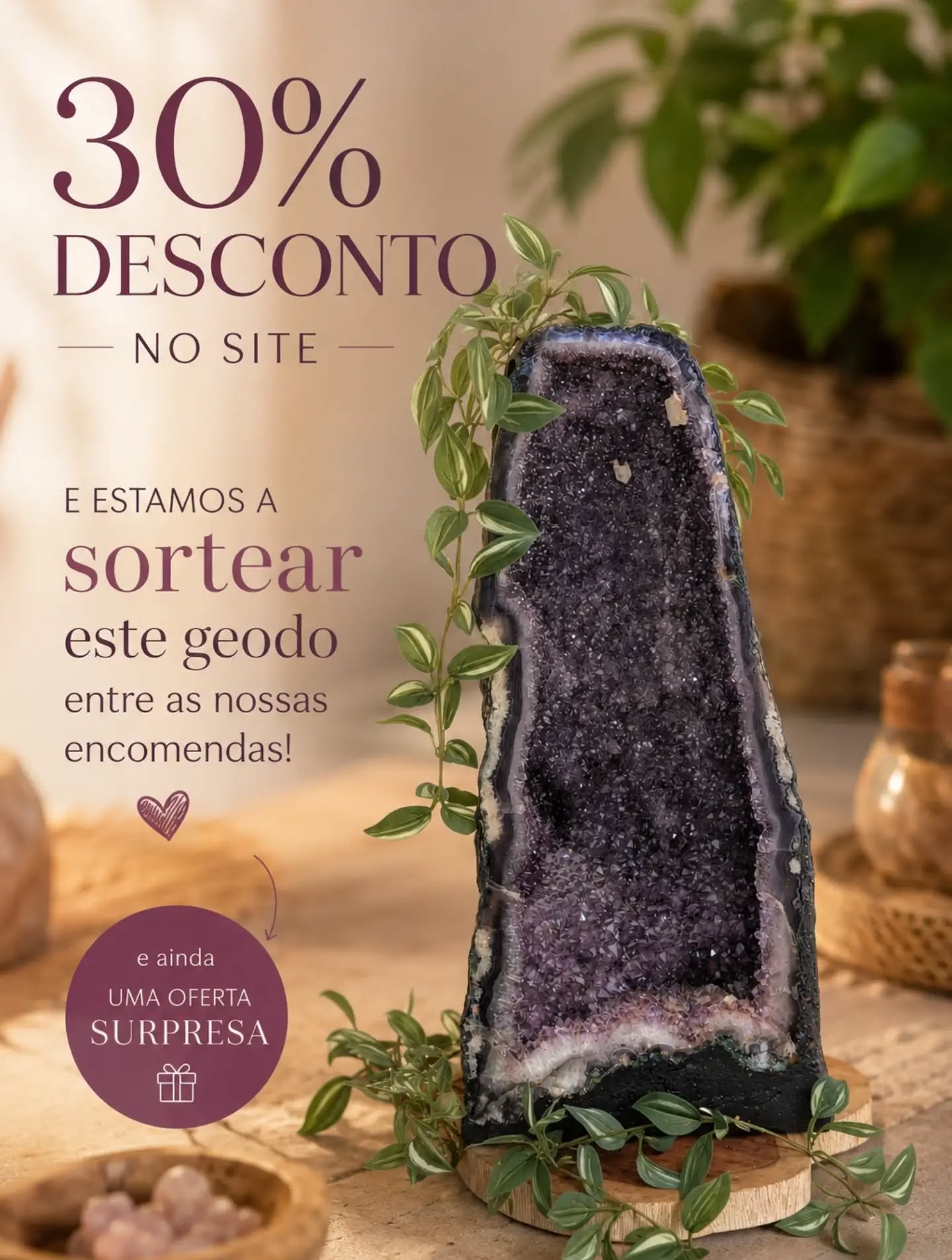 E se este geodo estivesse destinado a encontrar-te? ✨
Estamos a celebrar 8 anos de JAMI.
E queremos assinalar este momento oferecendo este magnífico geodo de ametista.
💎 Participas automaticamente com qualquer encomenda superior a 30 €.
Boa sorte! 🤍
#amethyst #crystalshop #geododeametista #crystallovers