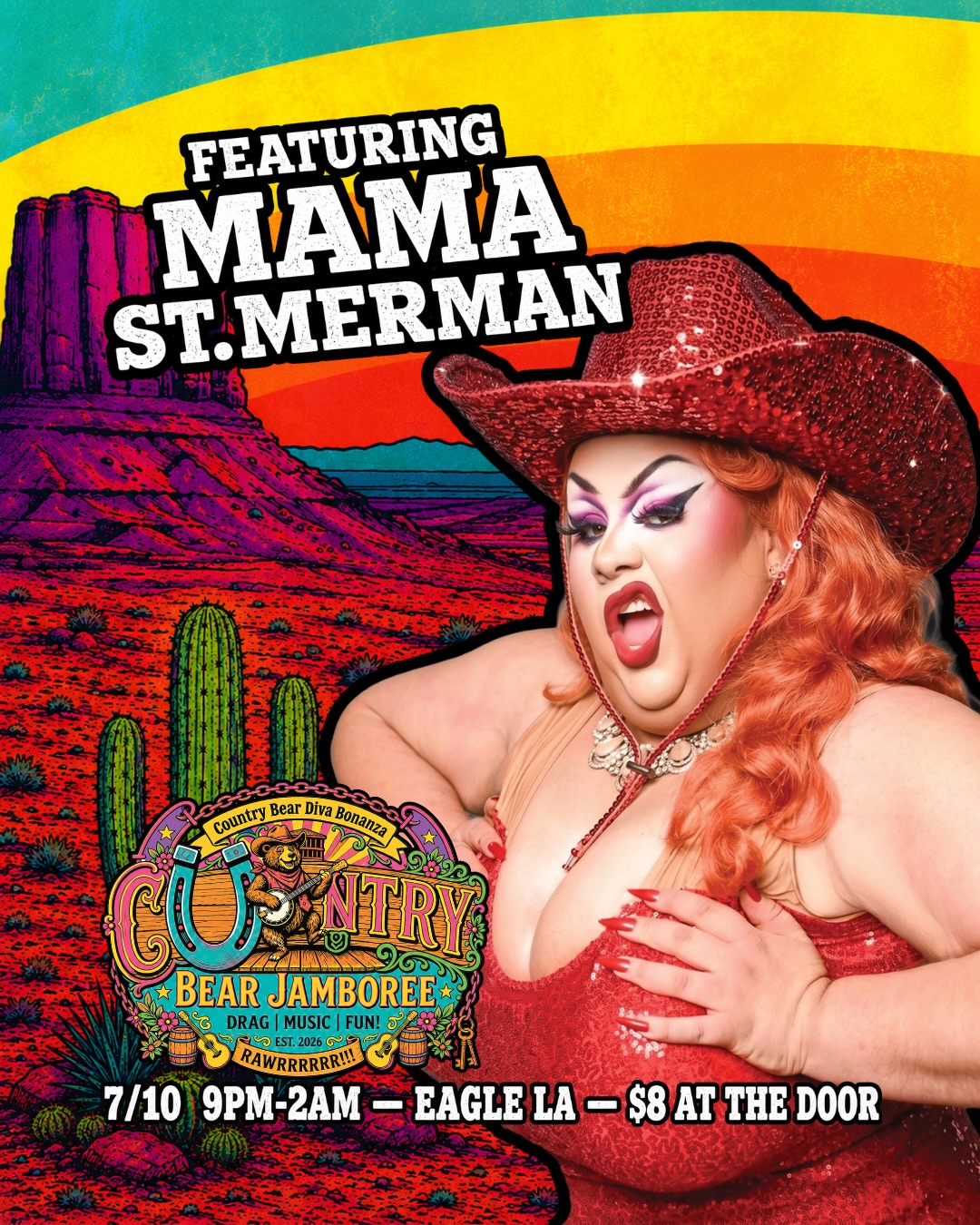 Saddle up, sweethearts. 🐻🤠🌈
The C*ntry Bear Jamboree is ridin’ into @eagle_la on Friday, July 10 for a night of drag, bears, music, vendors, southern-fried foolishness, and community care.
Hosted by the incomparable @realloveconnie this wild west bear bonanza features performances by @mamasainttmerman @thatqueensheba and your reigning Mr. Los Angeles Leather @midasheart
Expect:
🥧 The Hogtied Pie Eatin’ Competition presented in collaboration with @avatarclubla
🍗 The legendary Glory Hole Buffet serving up mysterious southern delicacies
💃 Line dancing
🛍️ Vendors galore featuring @puphyde @nickeise @bradley_the_bear @ruderagz and @thepeckerandthepearl
🤠 Country drag
🐻 Bear shenanigans
✨ General lawlessness
Whether you’re a bear, cub, otter, admirer, cowpoke, rhinestone outlaw, or simply someone who enjoys watching drag queens and large hairy men make questionable life choices for charity, this is the event for you.
Most importantly, proceeds from the evening benefit @selahnhc supporting their vital work serving unhoused neighbors throughout Los Angeles.
Come hungry. Come thirsty. Come ready to yell “YEEHAW” at inappropriate moments.
See y’all at the jamboree!!!
#BearsLA #EagleLA #BearCommunity #CountryDrag #SELAH AvatarLA LosAngelesEvents BearPride YallMeansAll