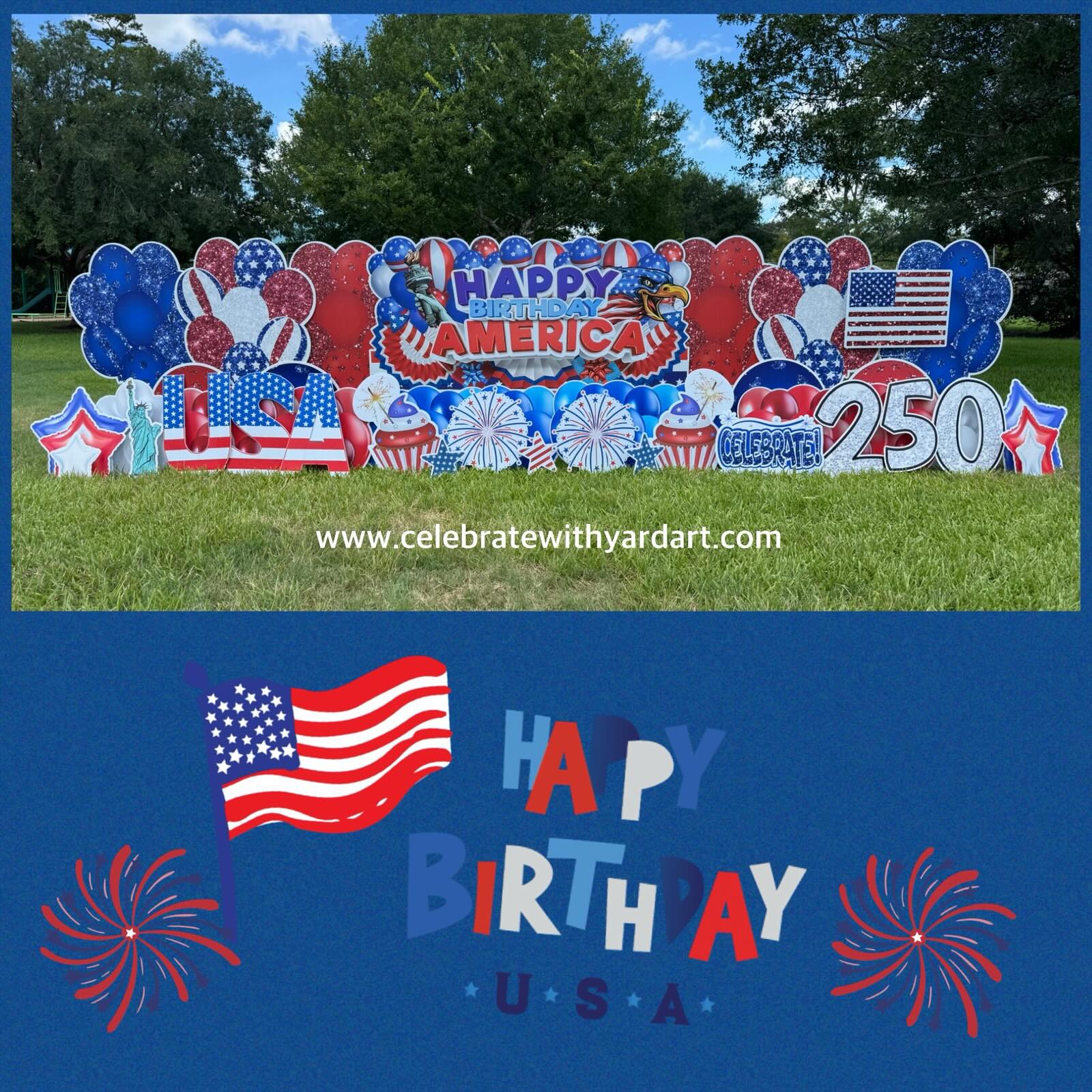 Happy 250th Birthday, America!! β€οΈπ€π
#Merica #UnitedWeStand #July4th1776 #Celebratewithyardart