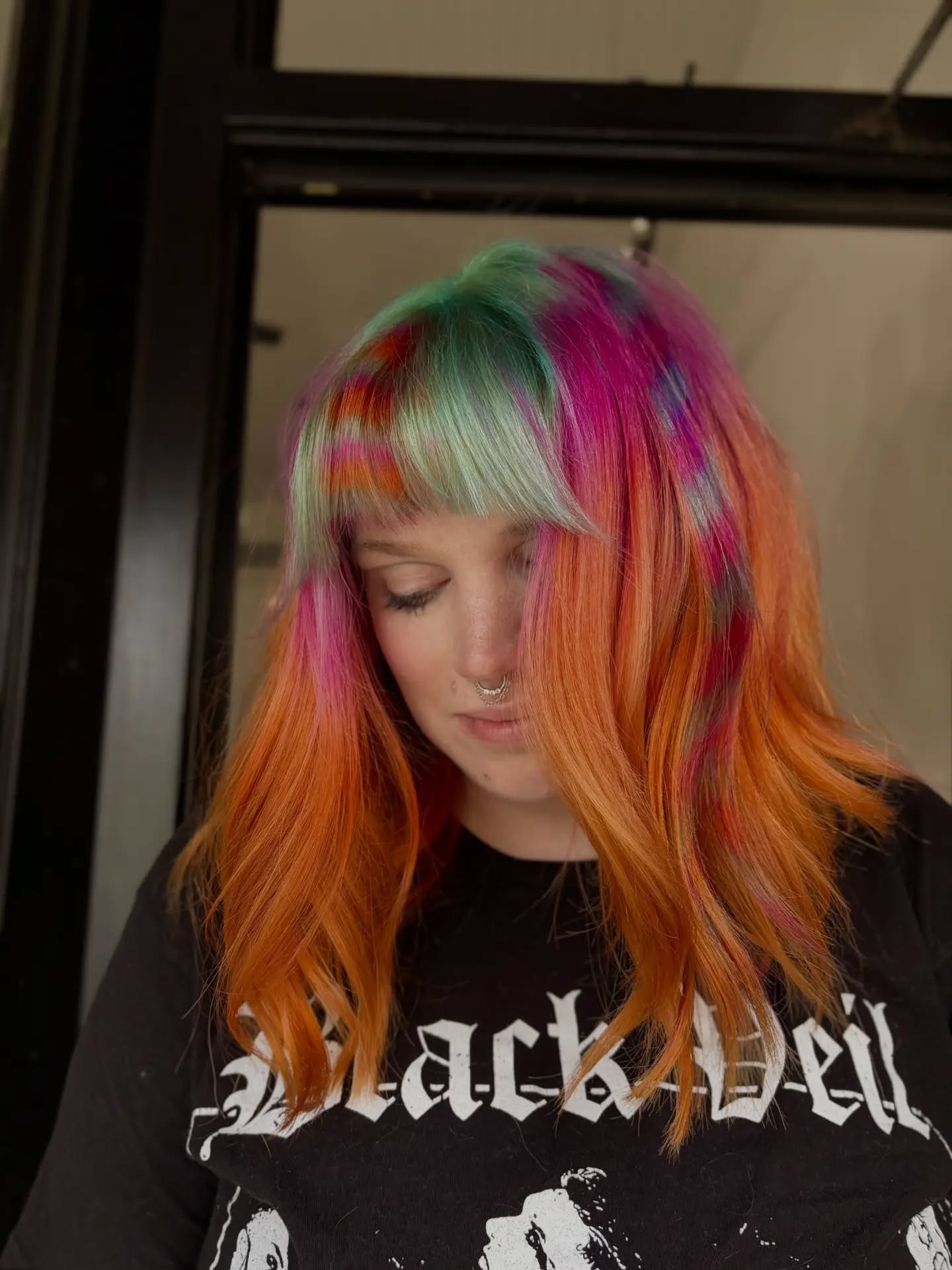 Yes, we do offer some funky fun vivid colors! But there are only 2 stylists in the salon that enjoy doing these colors and they are Liv @hairbender.liv and Erin @erinlonghairstylist
Each work of hair art is tagged by the artist. Liv's work is definitely more colorful with creative placement. The Alt girlies love her as well as all the colorful hair servers at our local Chili's 🤣
Erin's work is a bit softer and plays off of her client's natural color but with added pops of fun.