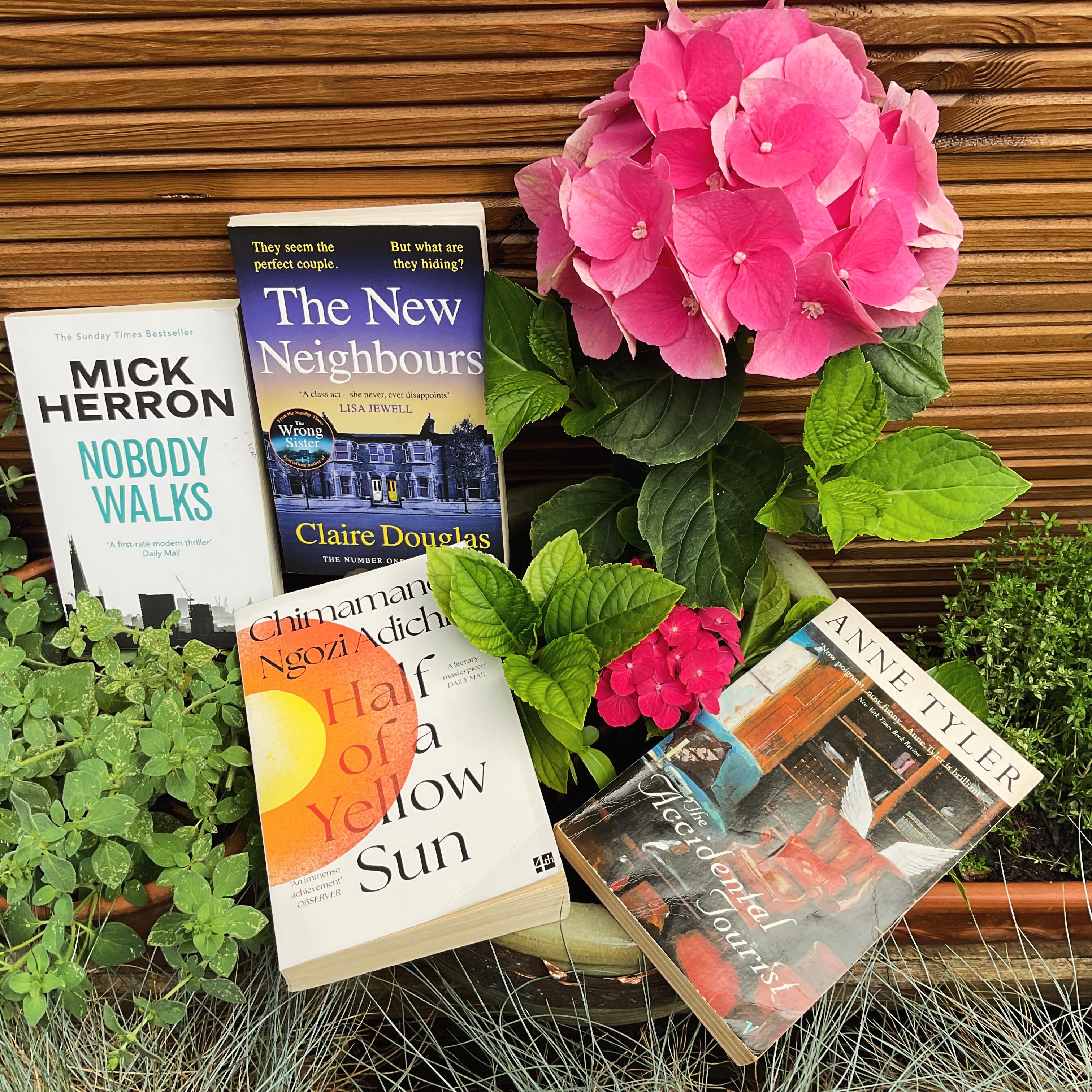 June highlights:
Half of a Yellow Sun by Chimamanda Ngozi Adichie.
Glorious and compassionate.
The Accidental Tourist by Anne Tyler.
Funny and poignant.
Nobody Walks by Mick Herron.
Entertaining and atmospheric.
The New Neighbours by Claire Douglas.
Unsettling and compelling.
Summer reading is pretty great so far…
#booksbooksbooks #bookishlife #bookwormlife #summerreading #summerreads