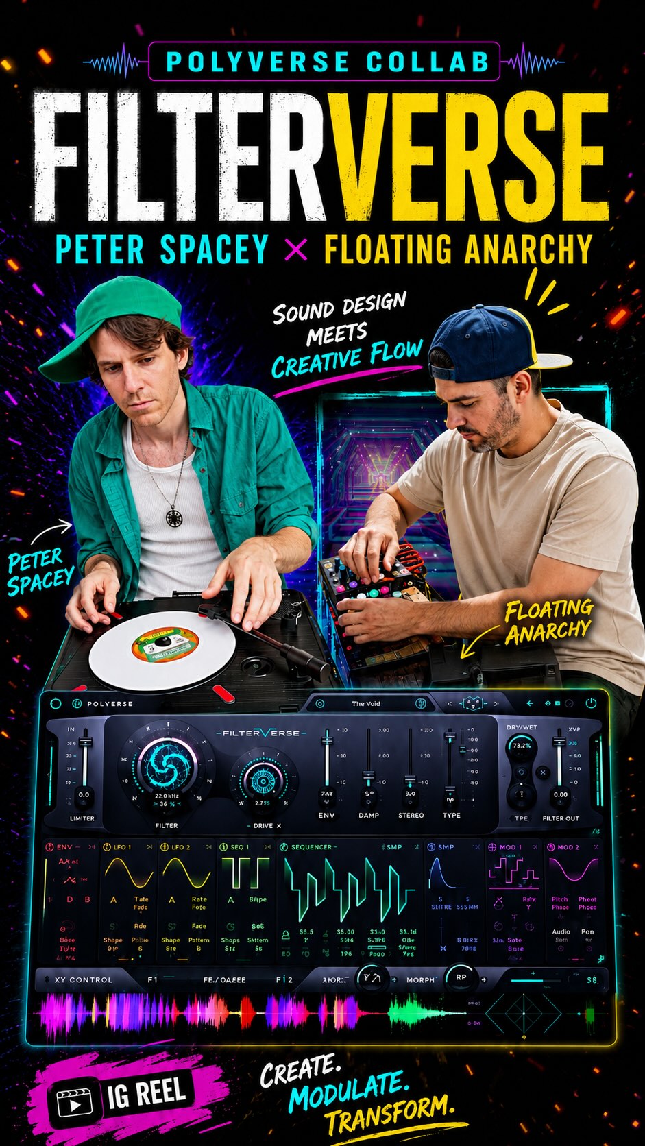 Spaceying around with the new Filterverse by @polyversemusic 📻
🎵🎥 @peter_spacey × @floating_anarchy Collab - Downtempo neuro bass & Turntablism meets sound design.
Creative chaos with Unexpected textures.
#sounddesign #musicproduction #scratchdj #synthesis