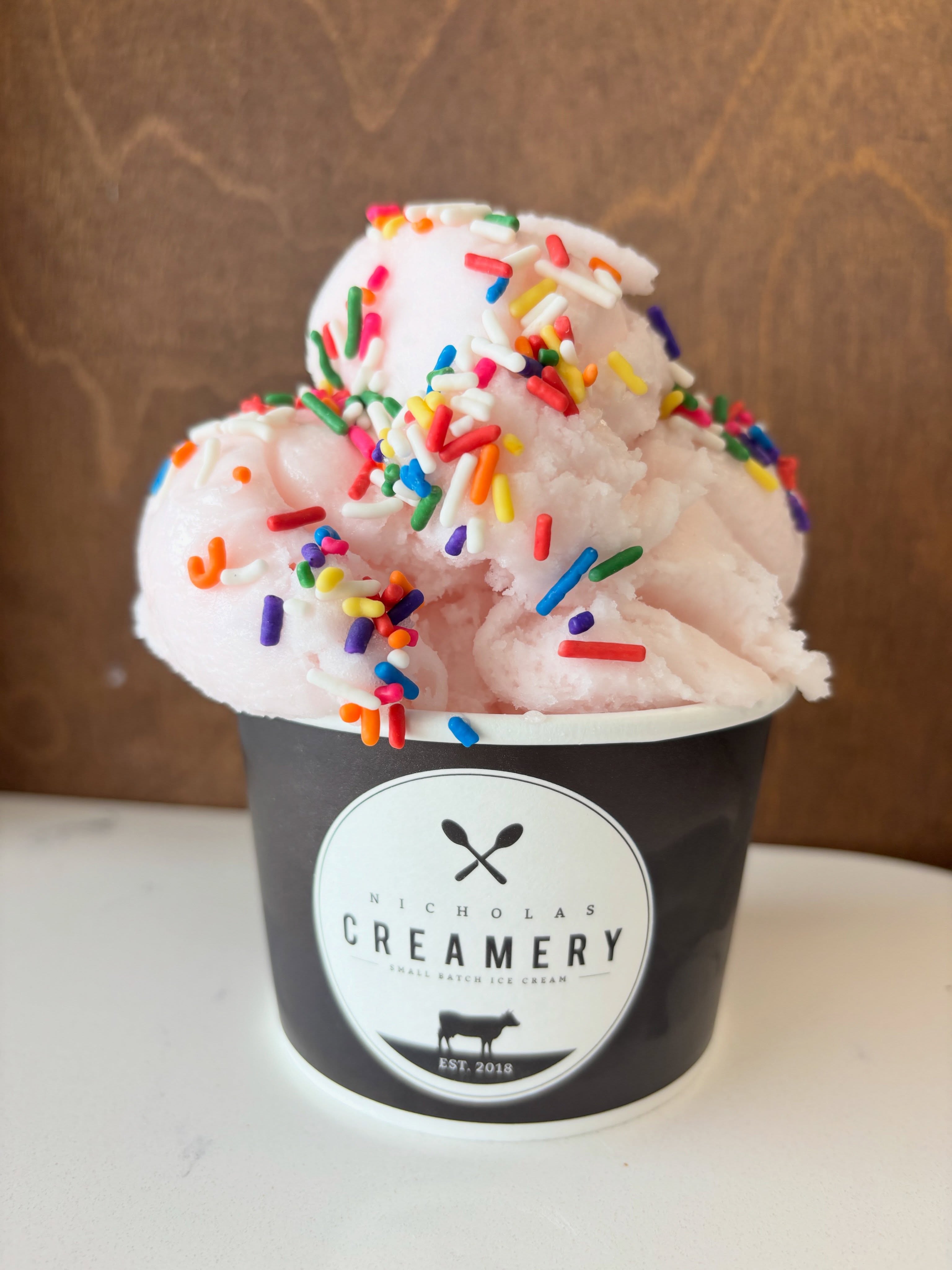 SQUEEZE the day with PINK LEMONADE SORBET!! 💖 Dairy free and as refreshing as can be... we take fresh lemonade, give it a shot of grenadine for a pink hue, freeze it up and voila.. this pretty, yummy tart n sweet treat is ready tor your 🥄’s!
We are open 11am-10pm every day in North Brunswick, Wall, Middletown, Atlantic Highlands, Fair Haven, Tinton Falls, and Long Branch.
#nicholascreamery #pinklemonade #sorbet