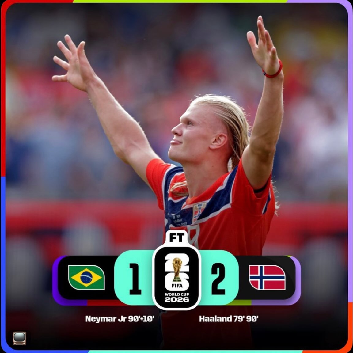 #NORWAY STUNS #BRAZIL! Erling Haaland’s late double fires Norway to a historic 2-1 victory, reaching their first-ever World Cup Quarterfinals! Brazil is out in a shock exit as the Nordic nation dreams on!
#WorldCup #BRAvsNOR
Image: X: @ FIFAWorldCup