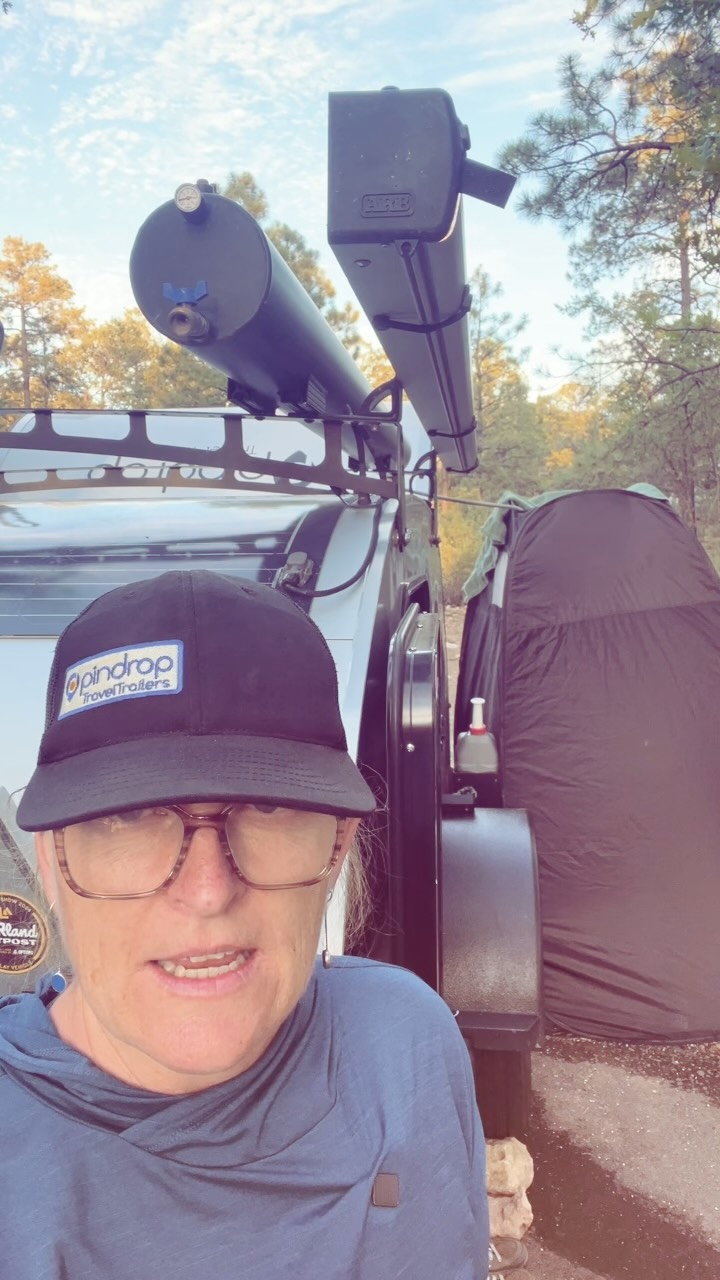 Day 3 of All Girls Trip 2026. 🚿🫎🫣
.
Here to share details of the very best PinDrop feature ( IMHO ): the Solar Shower. 🚿
.
Housed on the proprietary steel trestle span roof rack, this all black 10-gallon tank (designed and built in-house) allows the water to be warmed by the sun providing a refreshing reset after lots of adventures in the outdoors.
.
With the onboard air compressor and water heater options, this feature can be customized to your preferences.
.
So, go ahead, shower with the elk. 🫎
.
#solarshower #pindroptraveltrailers #microcamper #madeinusa #campinggear