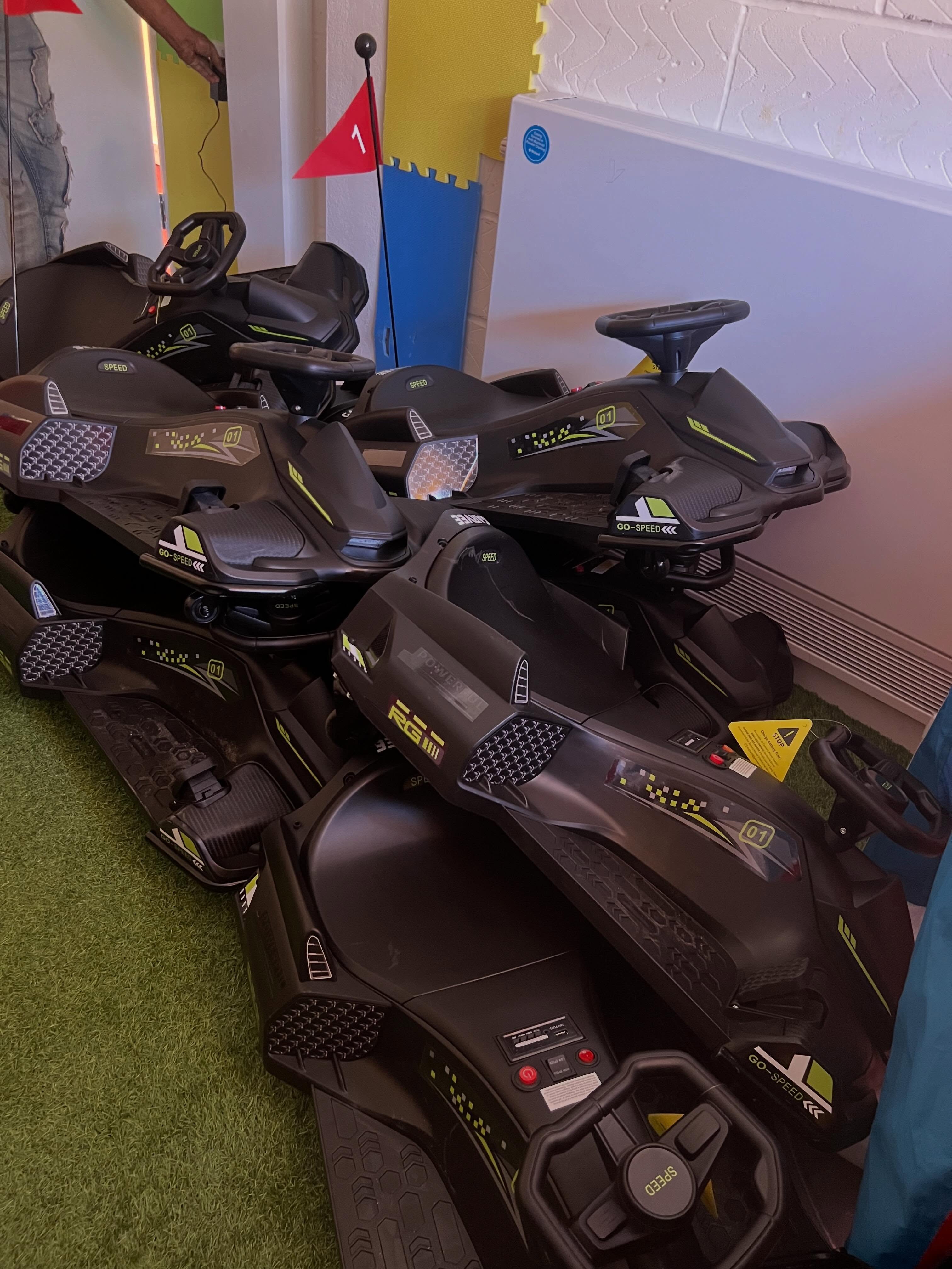 The go karts are stacked and ready for camps! Do you know we’ve invested in over 50 pieces of equipment for our Speedway?!
Bumper cars, drifter cars, Go karts!!!