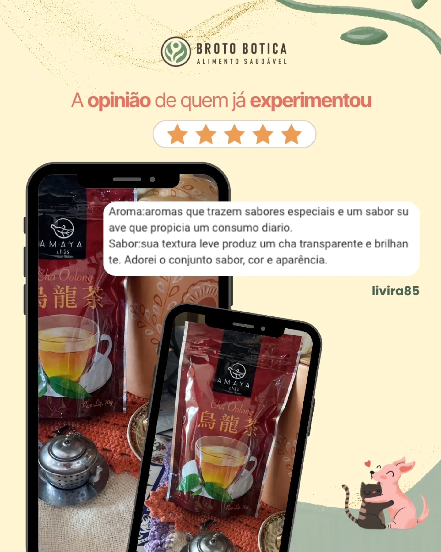 🍃 Quem prova, aprova! ⭐⭐⭐⭐⭐
Nada nos deixa mais felizes do que receber avaliações como essa! 💚
Nosso Chá Oolong conquista pelo aroma marcante, sabor equilibrado e uma experiência única em cada xícara. Um chá leve, saboroso e perfeito para fazer parte da sua rotina.
Agradecemos por cada feedback e pela confiança em escolher a Broto Botica! 🌿
E você, já experimentou o nosso Chá Oolong?
Conta pra gente o que achou! 💬
#BrotoBotica #ChaOolong #ChaNatural #AlimentacaoSaudavel #BemEstar