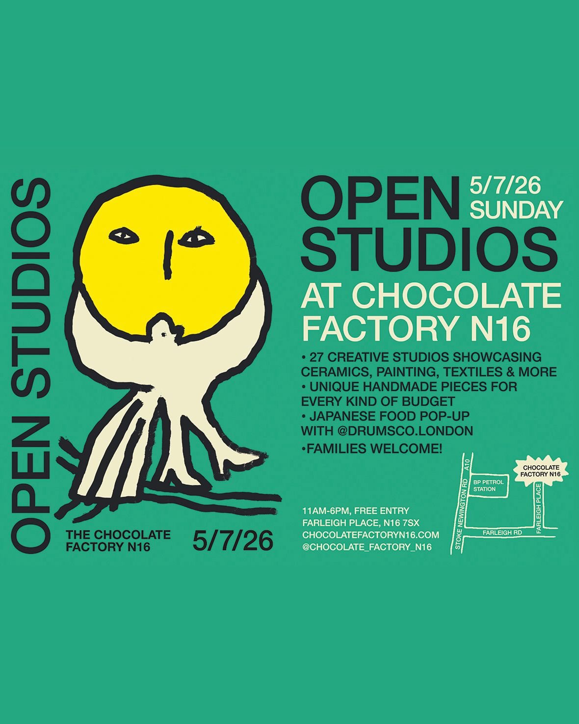 OPEN STUDIO – Sunday 5th July | 11am–6pm
This will be my last Open Studio at The Chocolate Factory before I move my studio to Essex. I’ll truly miss this wonderful community of creative people. Please come and enjoy the inspiring work of 27 creative studios and Japanese food pop-up with @drumsco.london
@lidscraftingstudio @ceramicsmix will also join me to show their beautiful creations at my open studio.
#ceramics#thechocolatedactory