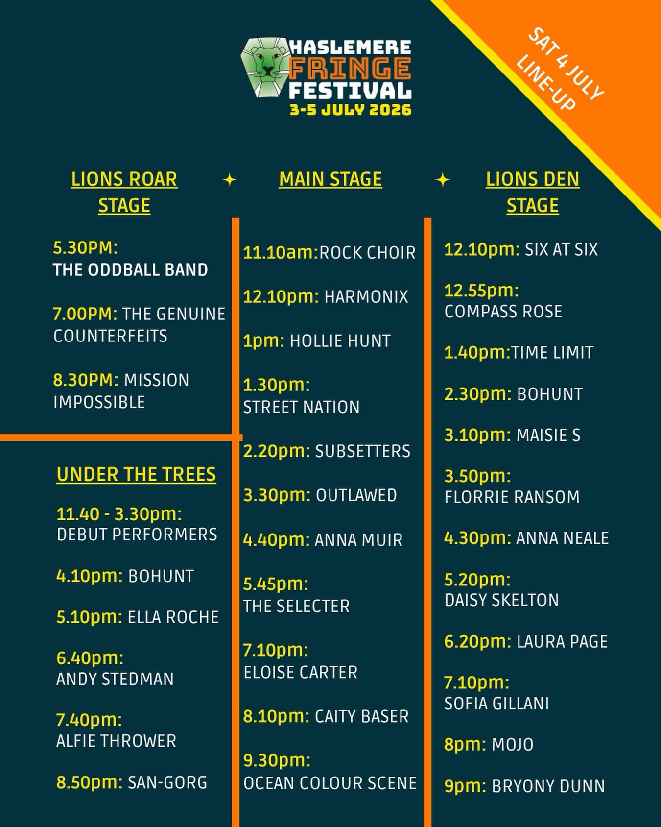 Saturday Line up …
#haslemerefringe2026