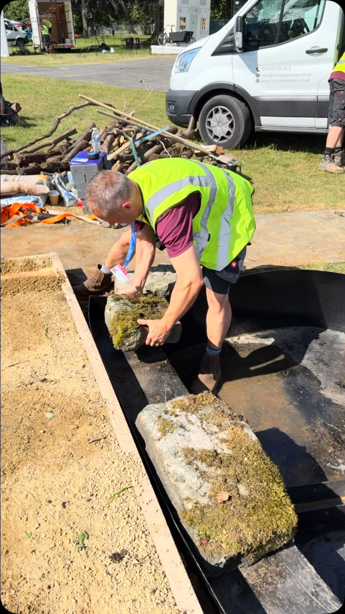 First couple of days with @four_seasons_west_yorkshire building our planting pocket @rhs.badmintonteam. Such great lads who have really put in a shift, and no corners cut to get a great finished garden. We aren’t there yet, but all of the heavy lifting is done and time now for planting and fettling. #gardendesign #rhsbadmintonflowershow2026