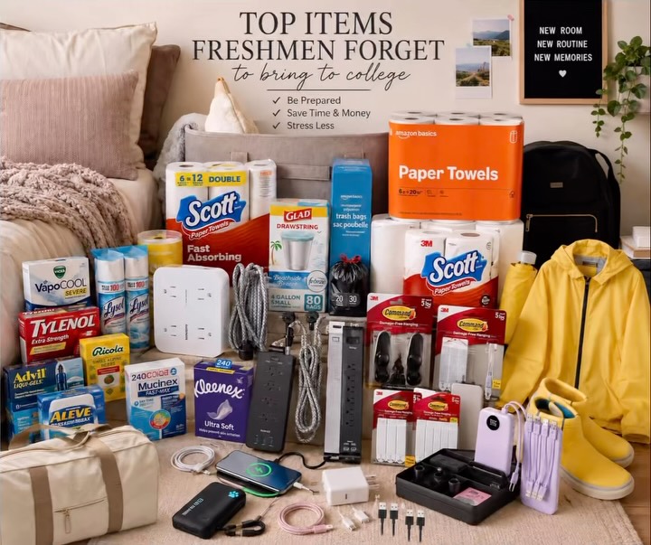 The items freshmen forget… until they need them. 🎓
Everyone remembers the bedding and decorations.
It’s the little things that end up costing you extra trips (and extra money) once move-in week is over.
Before you pack the car, make sure these essentials make the list:
✓ Power strips & surge protectors
✓ Command hooks & strips
✓ Trash bags
✓ Paper towels
✓ Disinfecting wipes & spray
✓ A basic medicine kit
✓ Extra phone chargers & portable batteries
✓ Rain gear
A little planning now can save a lot of stress later.
✨ Save this checklist for move-in day—or send it to a freshman who’ll thank you later.
Curated Living. Beautifully Done.
www.welcometothedrop.com/college-life
#DormEssentials #CollegeFreshman #CollegeLife #MoveInDay #collegebound