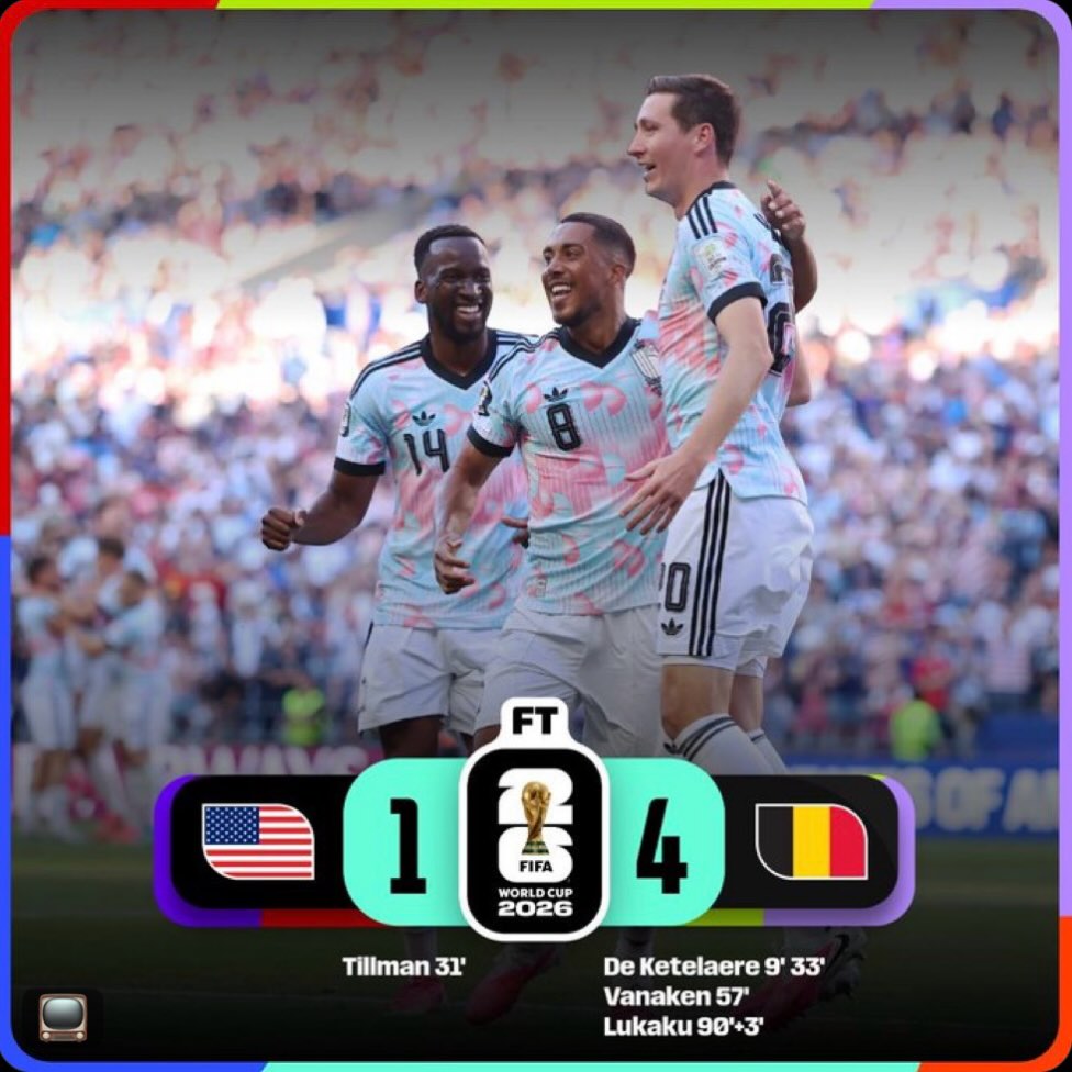 HEARTBREAK IN SEATTLE! The #USMNT’s World Cup dream ends in the Round of 16 after a 4-1 loss to #Belgium. Despite Malik Tillman’s equalizer, a masterclass from Charles De Ketelaere sends Belgium to the Quarterfinals to face Spain!
#WorldCup #USAvBEL
Image: X: @ FIFAWorldCup