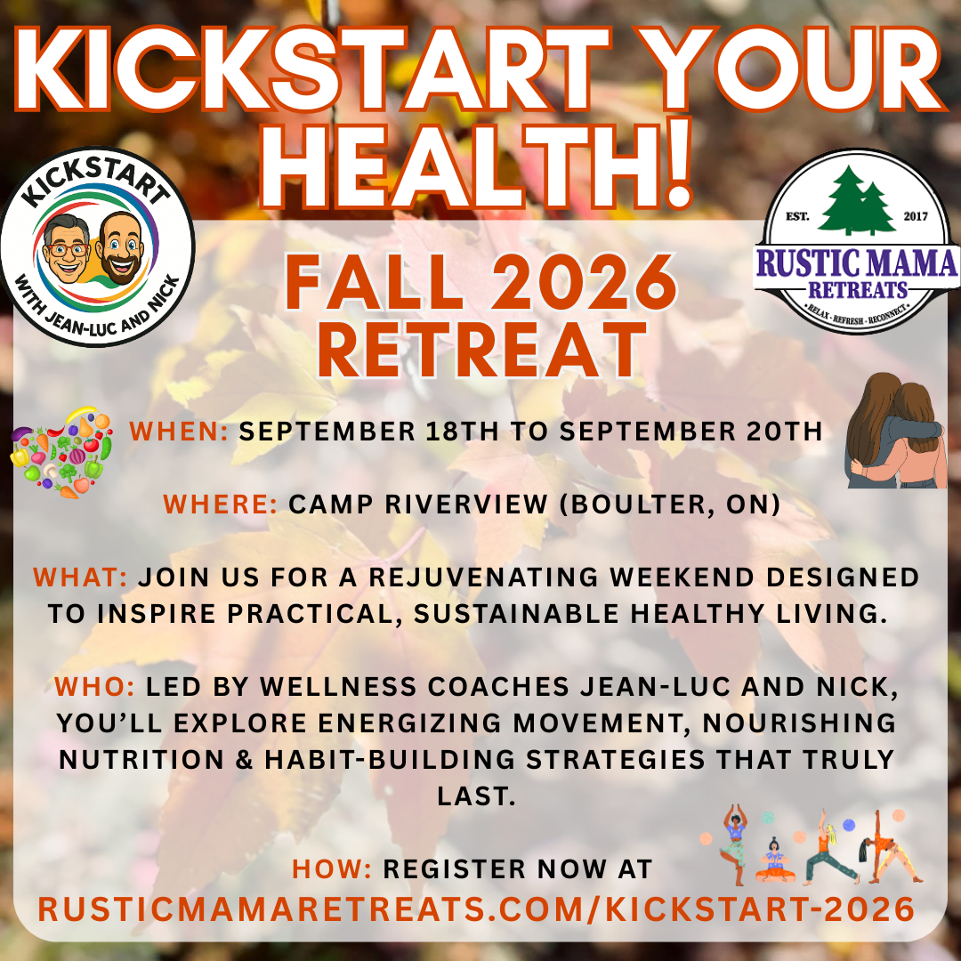 🌿 KickStart Your Health — Fall 2026 Retreat! 🌿
Step into spring with Jean-Luc & Nick for a weekend of renewal, movement, and motivation!
Reconnect with your goals, recharge your energy, and discover simple, sustainable ways to feel your best — inside and out.
📍 Camp Riverview (Boulter, ON)
📅 September 18–20, 2026
✨ Limited spots — don’t wait to secure yours!
👉 Register now: https://rusticmamaretreats.com/kickstart-2026
#KickStartRetreat #RusticMamaRetreats #JeanLucAndNick #FallRetreat #WellnessWeekend #HealthyHabits #WellnessJourney #KickStartYourHealth #MindBodySoul #CampKintail