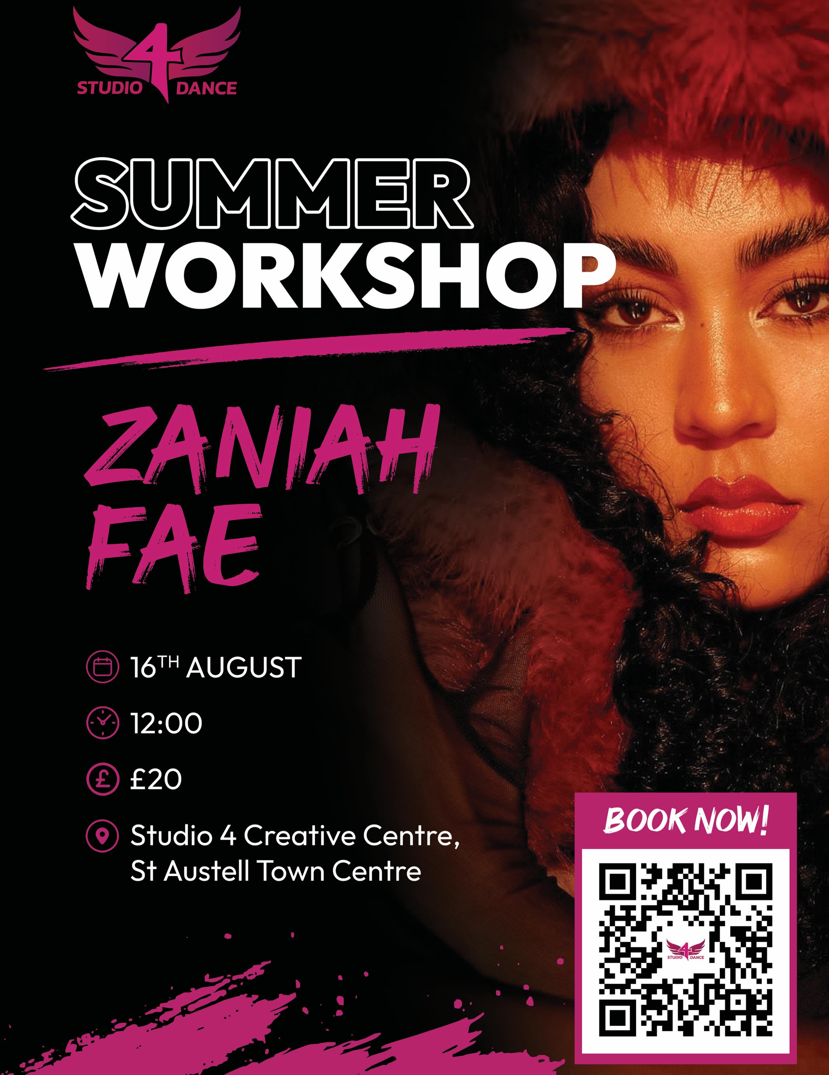 SUMMER POP UP✨
We’re so excited to welcome the incredible @zaniahfae to Studio 4 this summer! 🤍
Unfortunately, she won’t be able to join us during our Summer Intensive dates, so we’re hosting an exclusive workshop with her a few days beforehand.
Don’t miss this amazing opportunity to train with one of the industry’s top professionals and level up your skills this summer!
Open to all South West dancers aged 13+ at intermediate to advanced level.
✨ Scan the QR code to book your place!
#southwestdance #industryworkshops #studio4 #cornwall