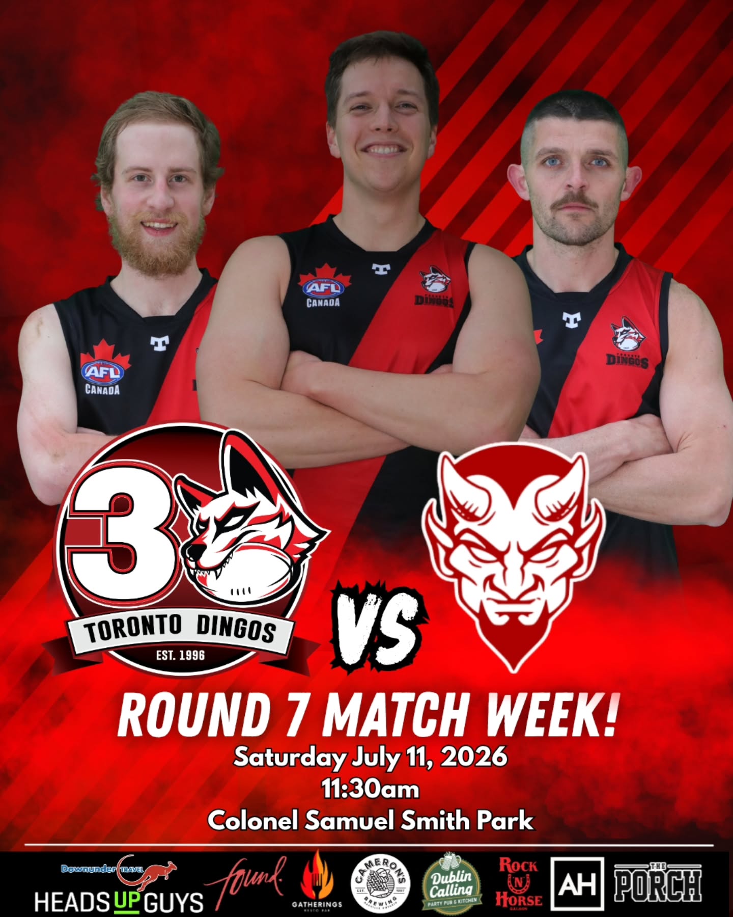 The Dingos battle the @hpdemonsafc in Round 7 of @aflontario! Join the Pack at Colonel Samuel Smith Park this Saturday! First bounce is 11:30am!
#AsAPack