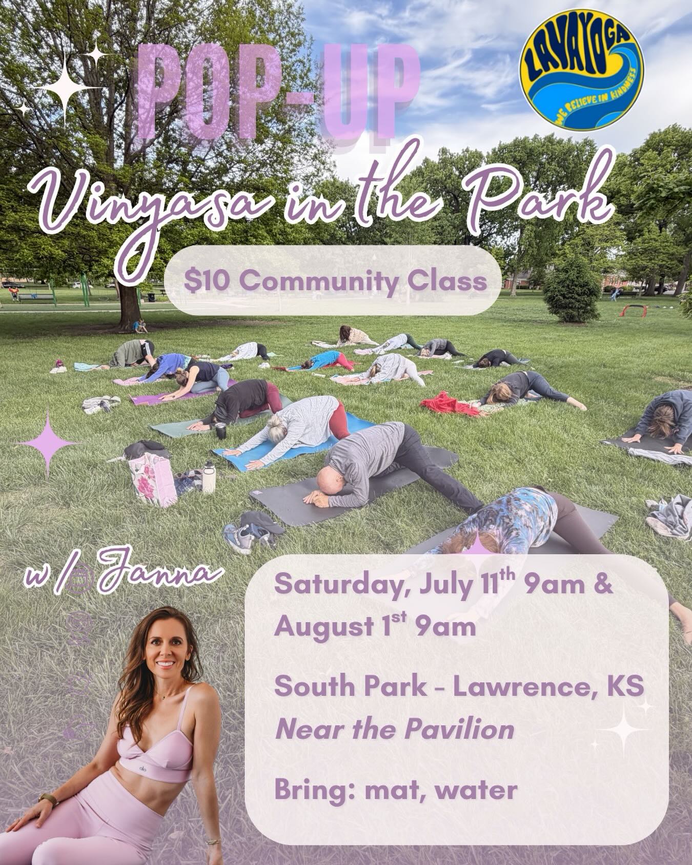 Sunshine, breath, and community. That’s the plan. ☀️
Join me for a $10 community class at South Park in Lawrence, KS with @lavayogalawrence
📅 Saturday, July 11th & August 1st
⏰ 9am
📍 South Park, near the Pavilion
🧘♀️ Bring a mat + water
No experience needed. Just come as you are and breathe with us under the trees.