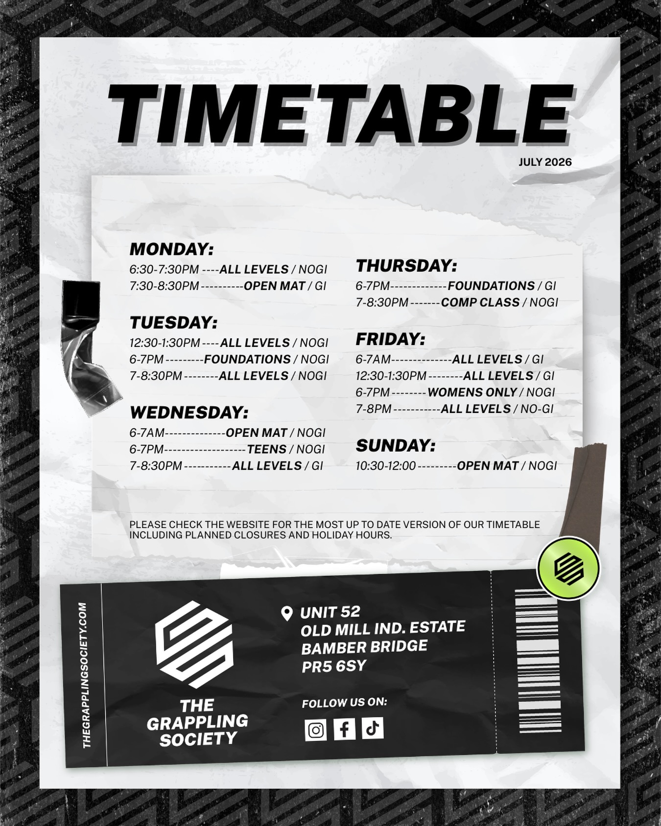 🚨 MORE CLASSES ADDED TO OUR TIMETABLE 🚨
From next week (w/c July 13th) we are adding another early morning class.
To accompany the no gi open mat every Wednesday 6-7am, we are adding an all levels gi class every Friday at 6-7am.
If you are interested in coming down to train drop us a DM.