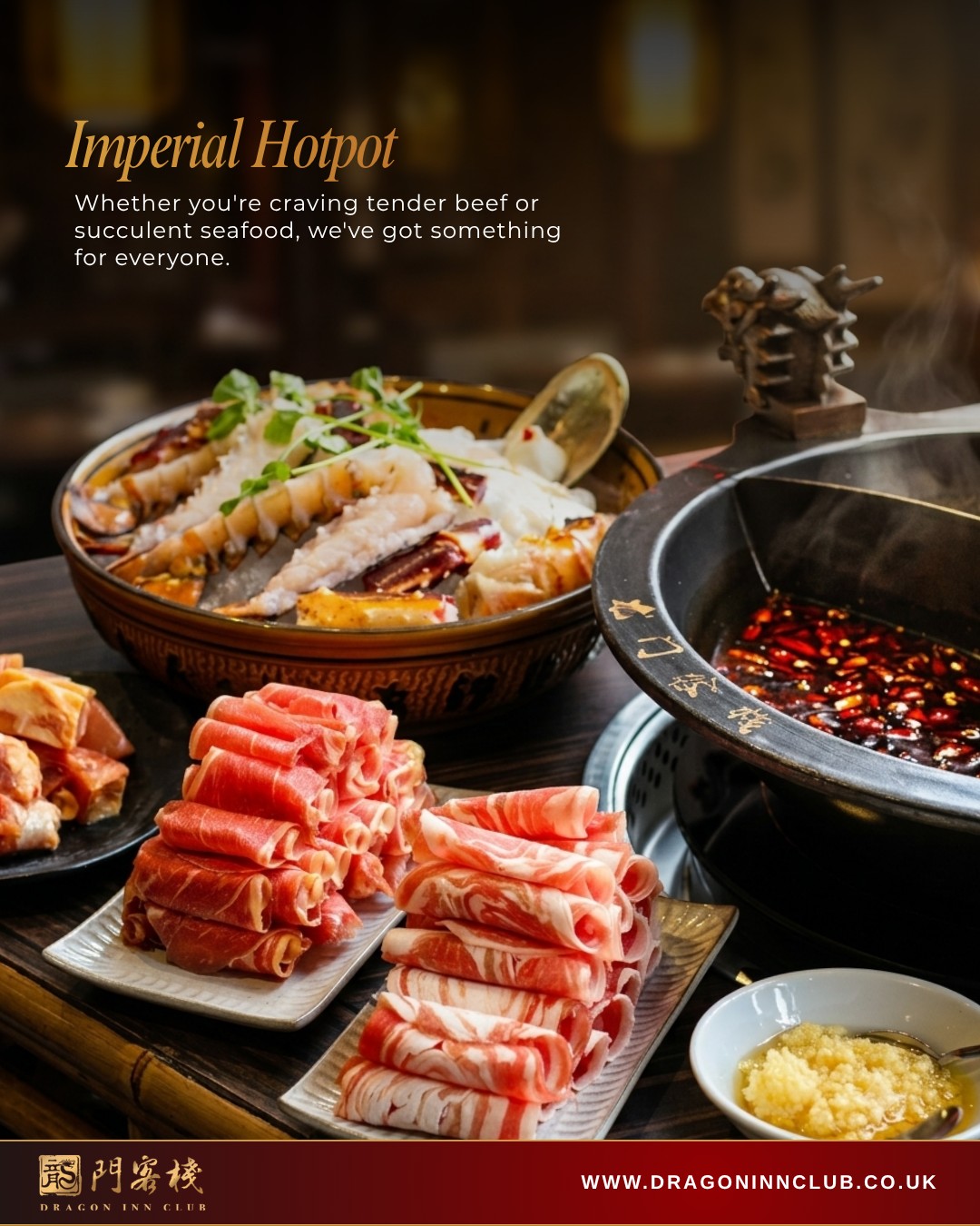 Choose from premium beef and fresh seafood for your perfect hotpot experience. Every ingredient is selected for freshness and flavour. Mix, match, and create your ultimate combination. Reserve your table today.
#Dragoninclub #Sichuan #Sichuanhotpot #dimsum #london #pimilco #londonvictoria #buckinghampalace #chelsea #theatres