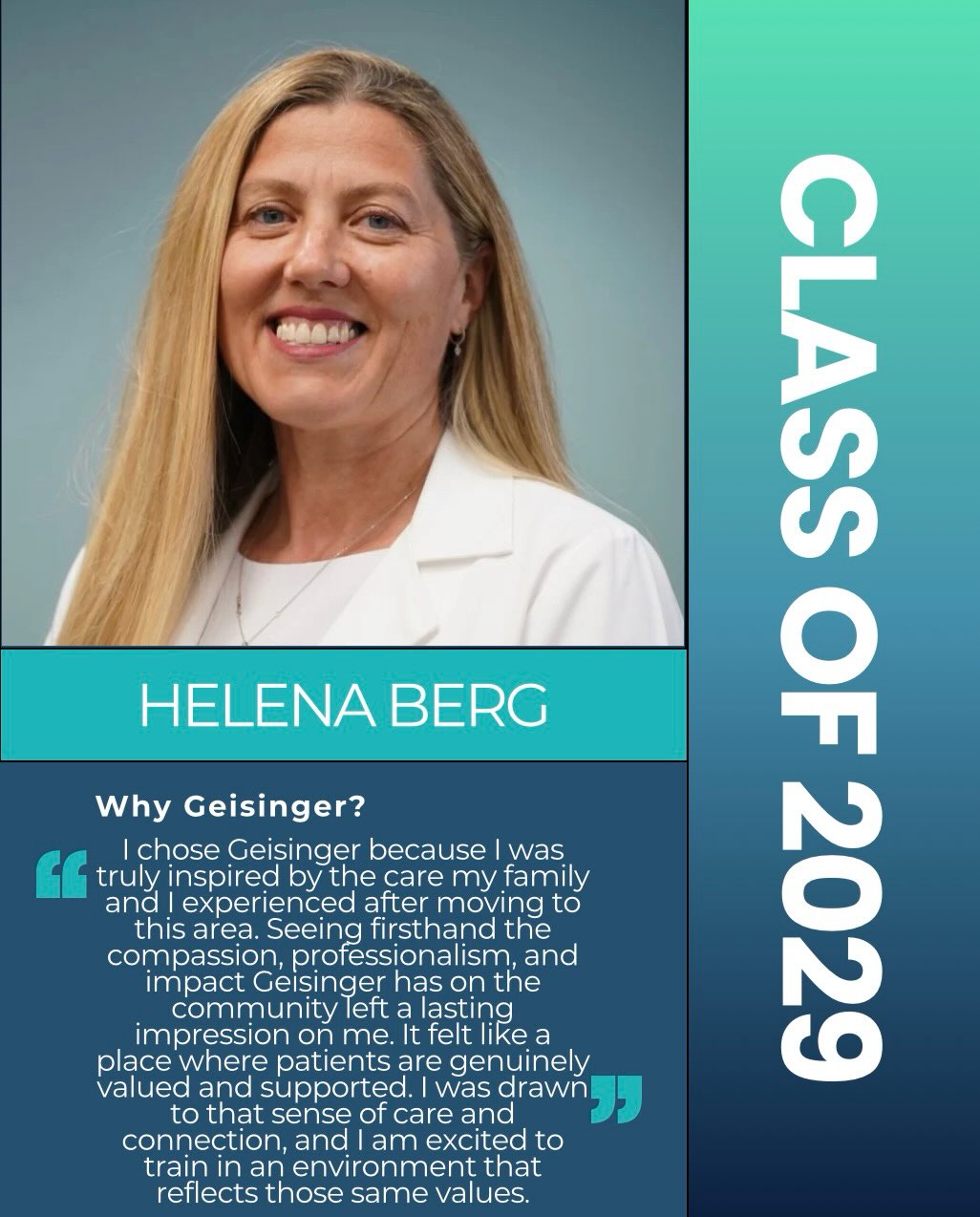 Say 👋 to our class of 2029! First up, Dr. Helena Berg!