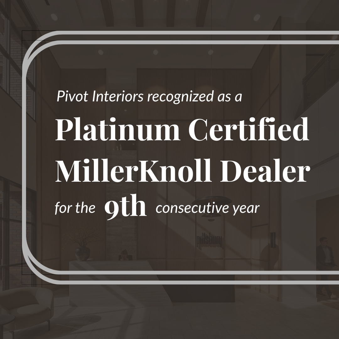Nine years. One standard: Platinum.
We're proud to be recognized as a @millerknoll Platinum Dealer for the 9th consecutive year.
For our clients, that means one trusted partner to curate every detail—from premium furnishings and architectural solutions to technology, installation, and beyond—all delivered through a seamless, concierge-level experience.
Because exceptional spaces begin with an exceptional experience.