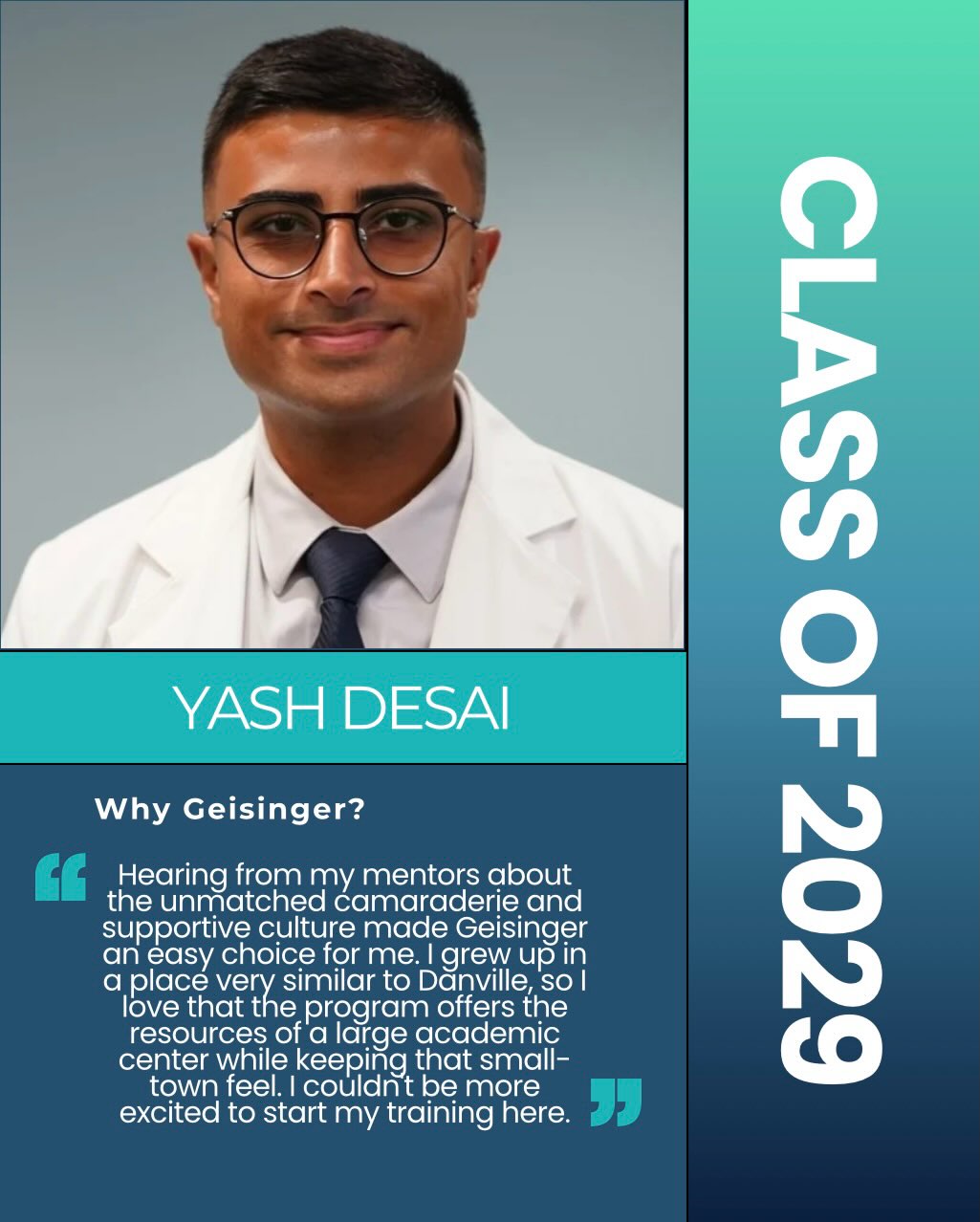 Say 👋 to our class of 2029! Next up, Dr. Yash Desai!