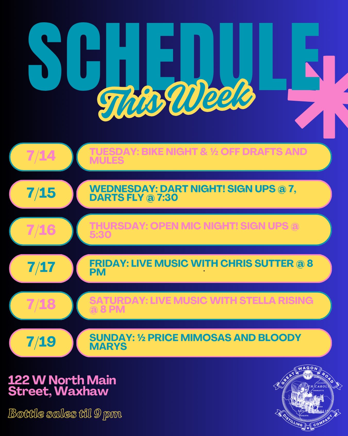 Come out and see us this week for some amazing drinks, great music, and the best vibes! 🍸🥃🍷🍻
